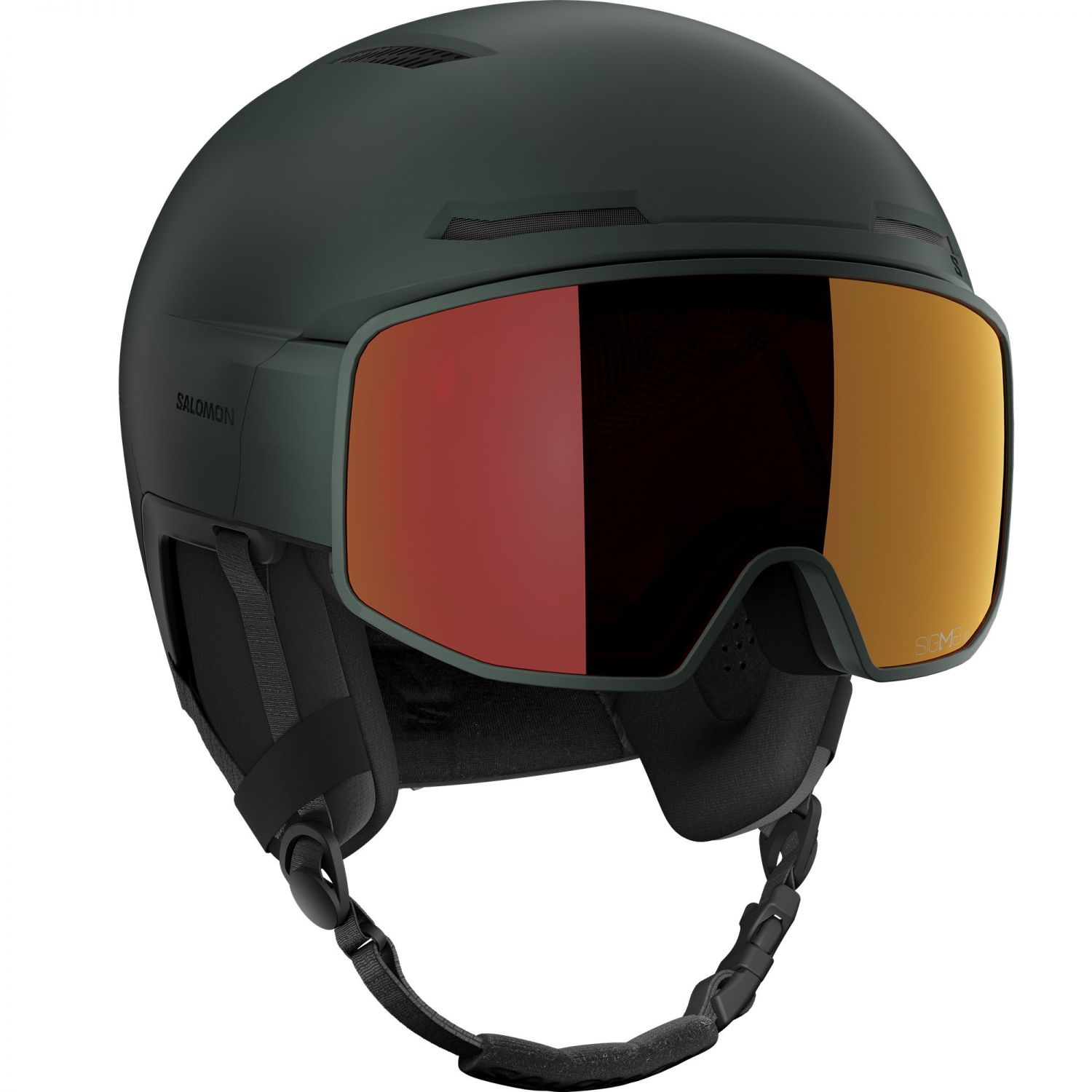 Salomon Driver Pro Sigma, skihjelm med visir, mørkegrøn