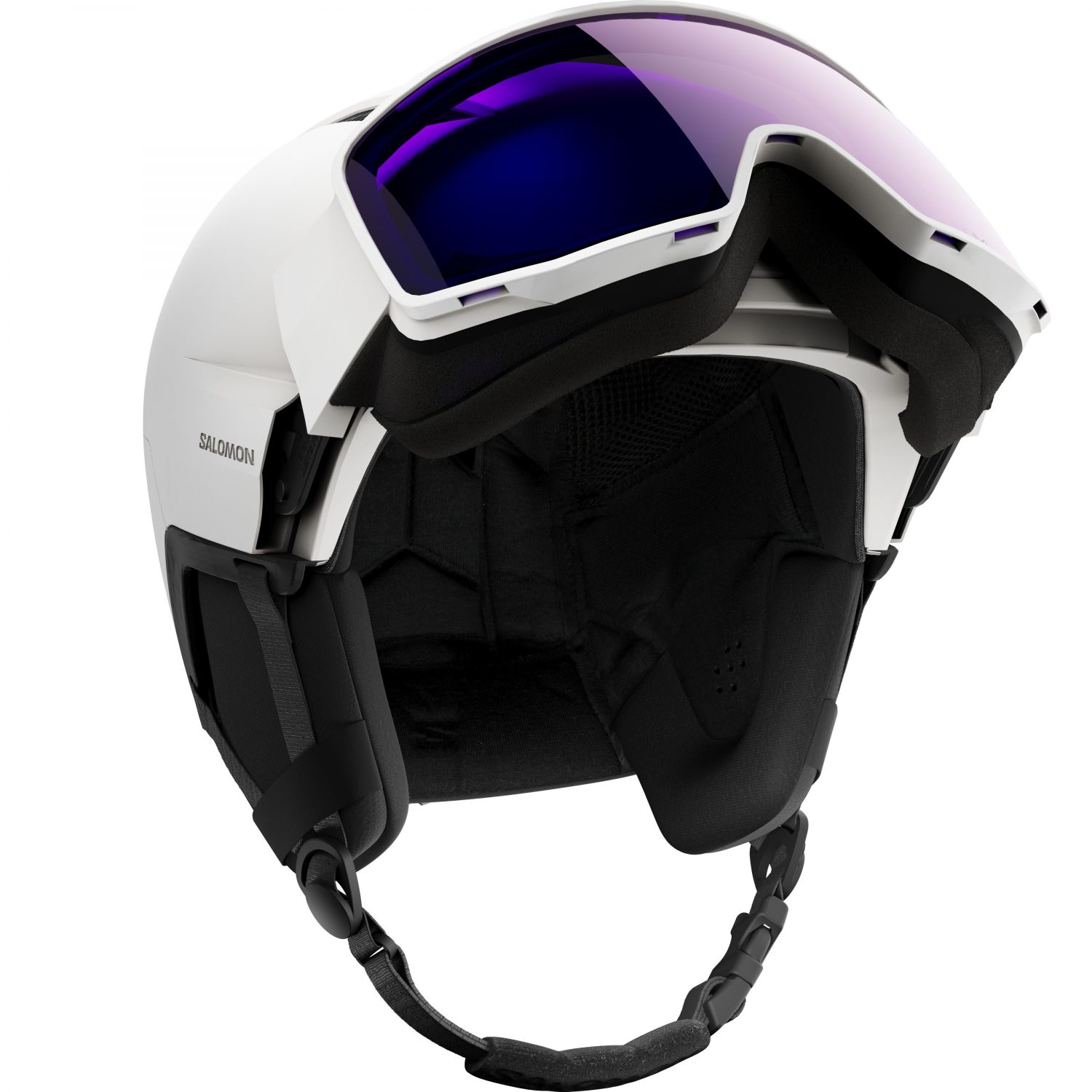 Salomon Driver Pro Sigphoto MIPS, casco da sci con visiera, bianco