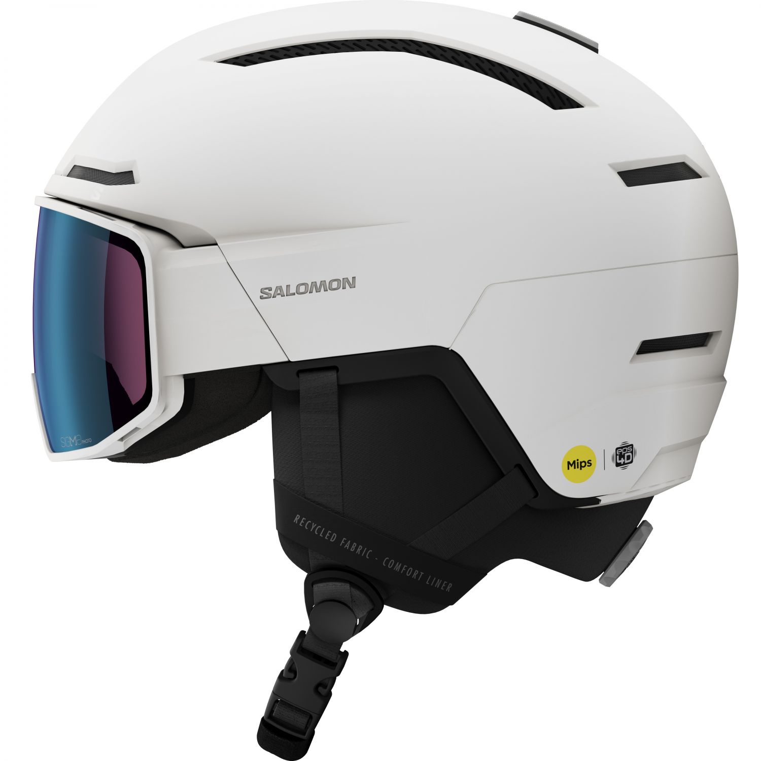 Salomon Driver Pro Sigphoto MIPS, casco da sci con visiera, bianco