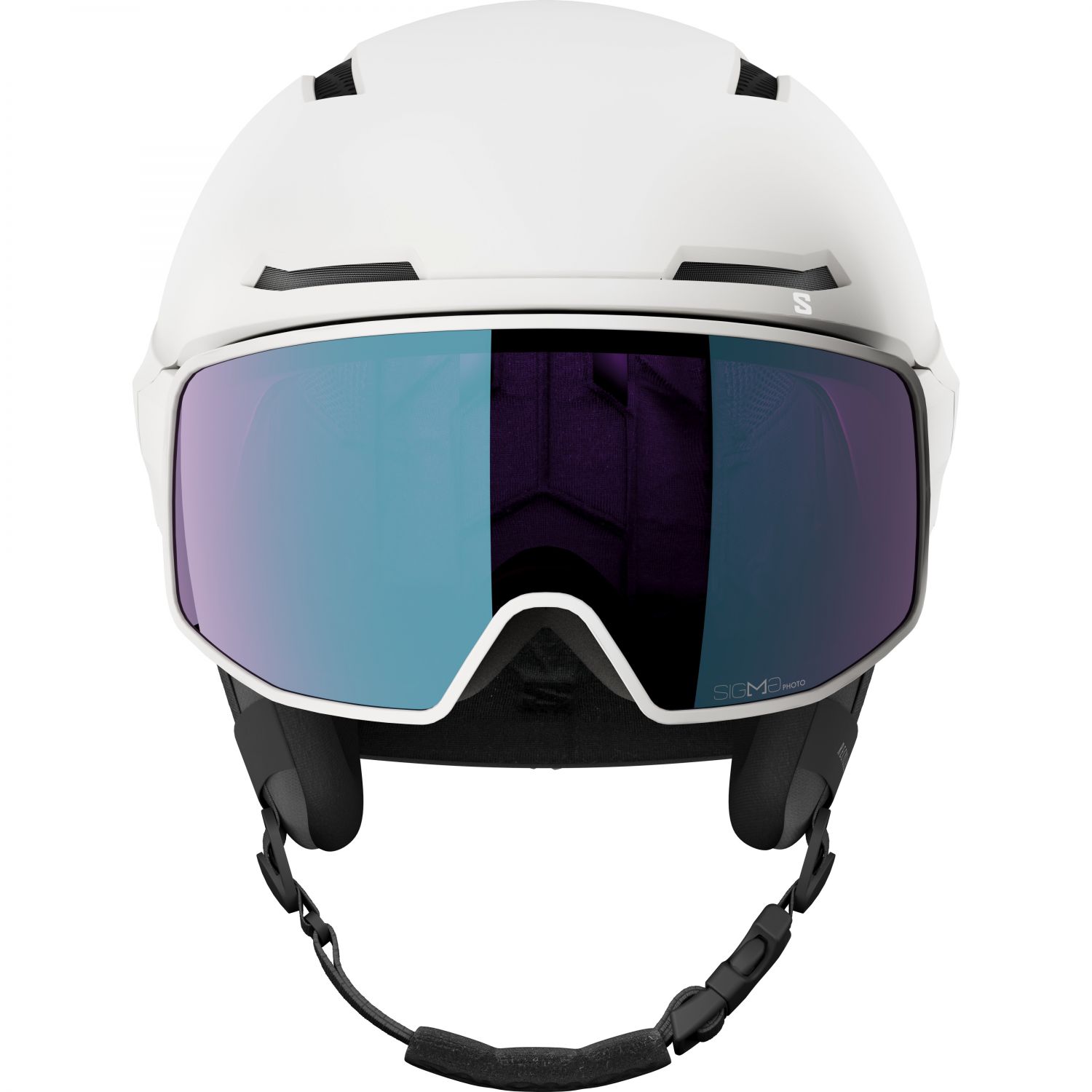 Salomon Driver Pro Sigphoto MIPS, casco da sci con visiera, bianco
