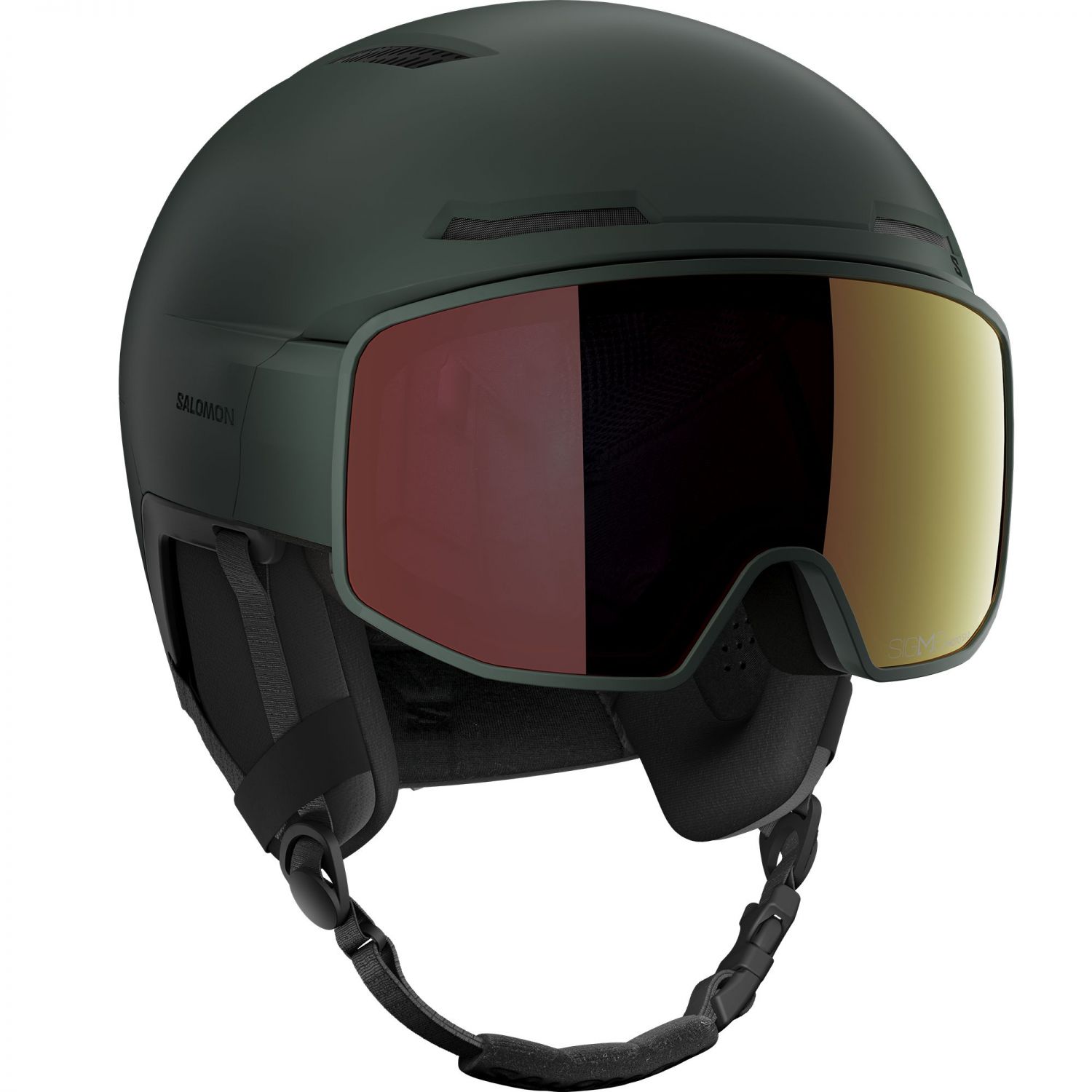 Salomon Driver Pro Sigphoto MIPS, lyžiarska prilba s hľadím, tmavozelená