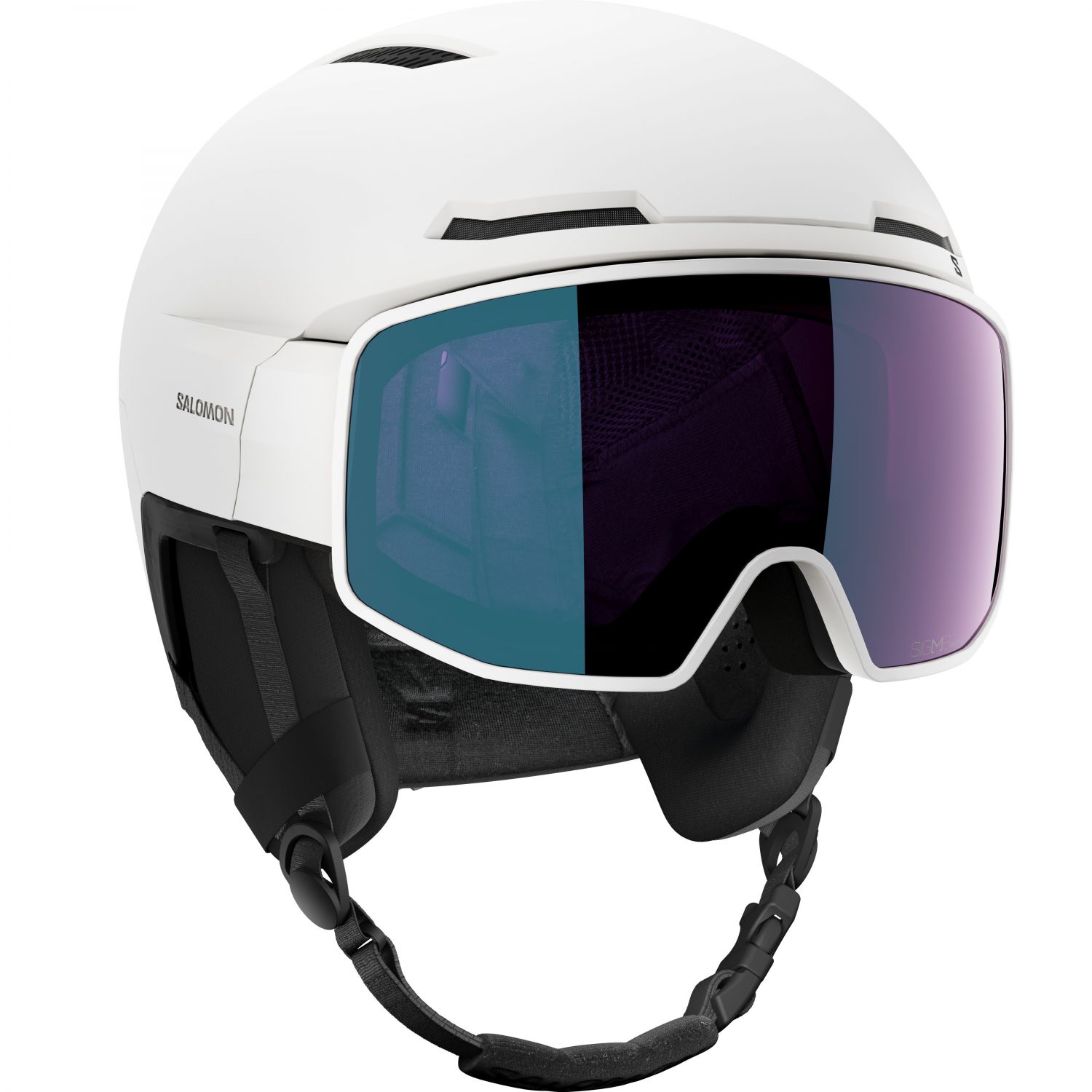 Salomon Driver Pro Sigphoto MIPS, Skihelm mit Visier, weiß