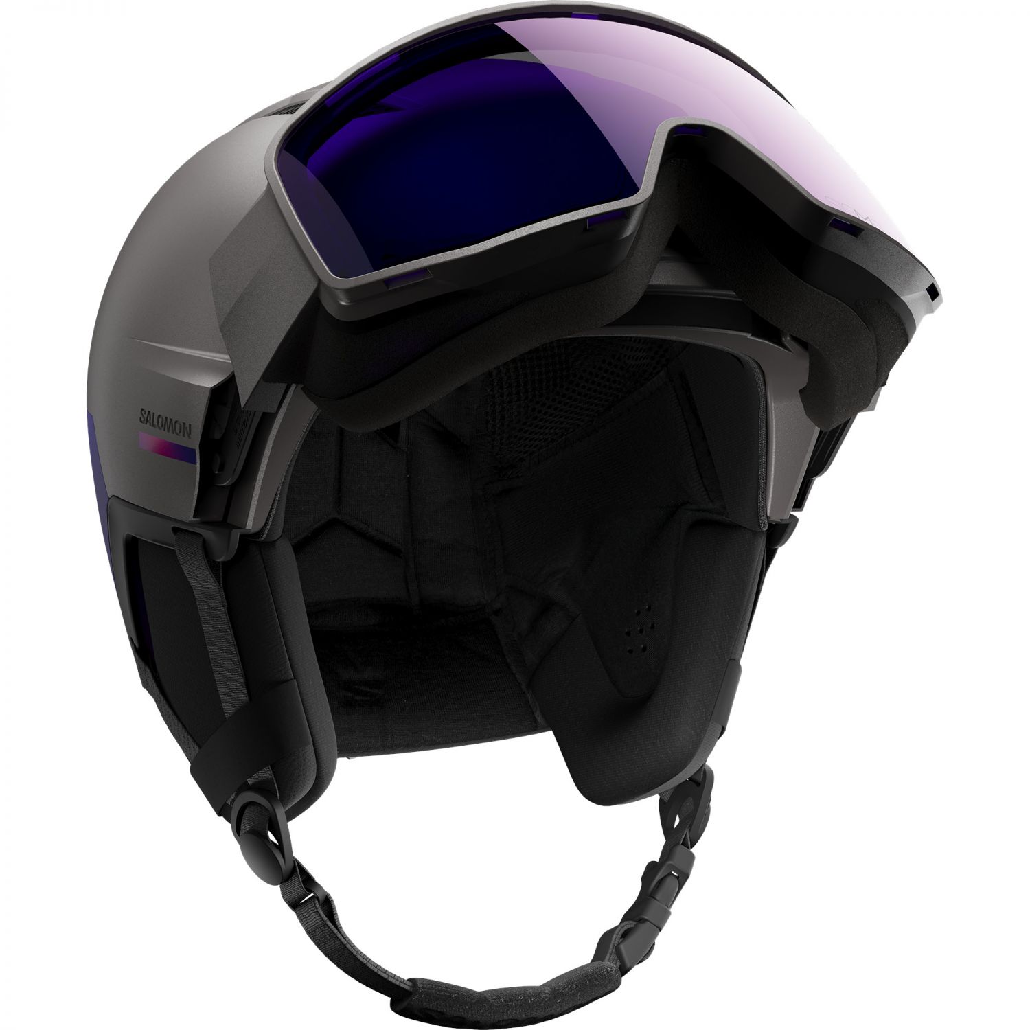 Salomon Driver Pro Sigphoto MIPS, Skihjelm med Visir, Beluga Metal