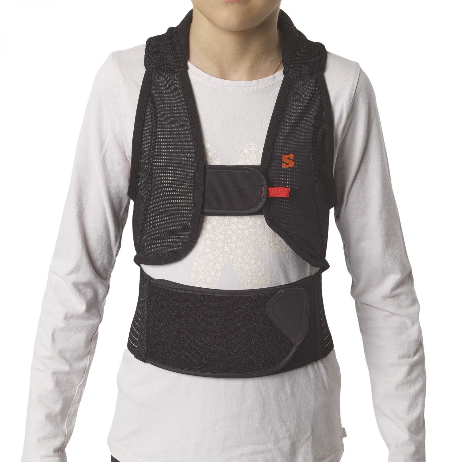 Salomon Flexcell Pro JR, protector dorsal, junior, negro/rojo