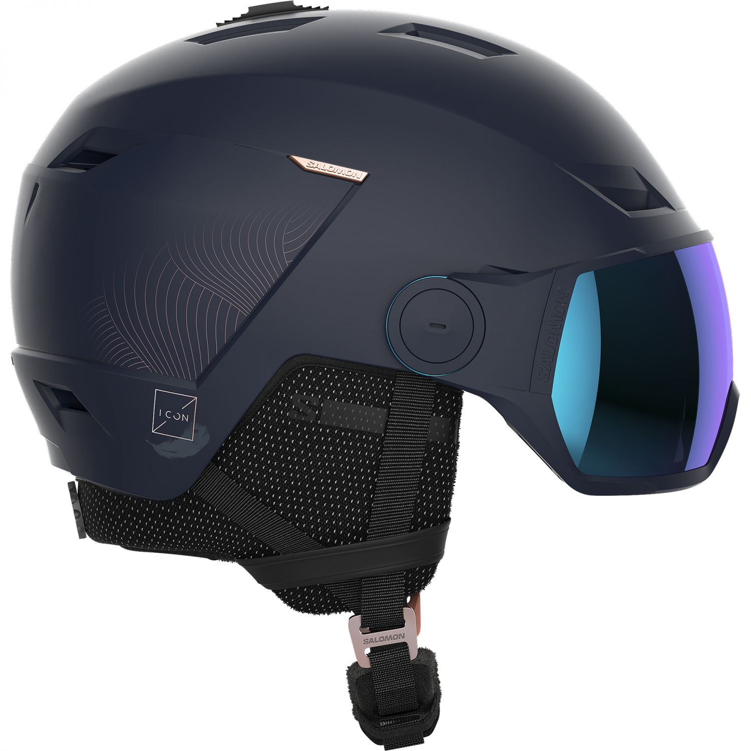 Salomon Icon LT Visor, kask narciarski z wizjerem, ciemnoniebieski