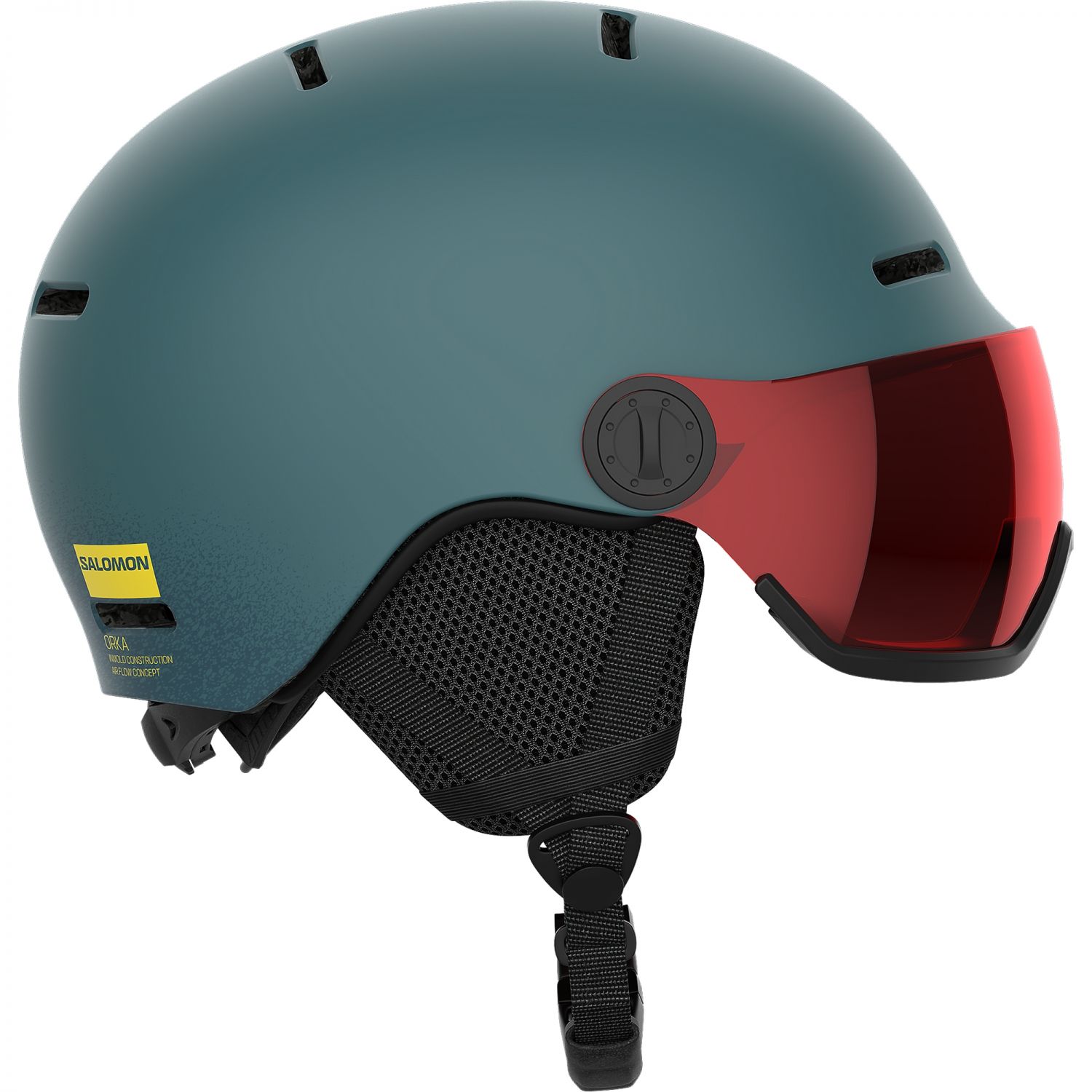 Salomon Orka Visor, casque de ski à visière, junior, vert foncé