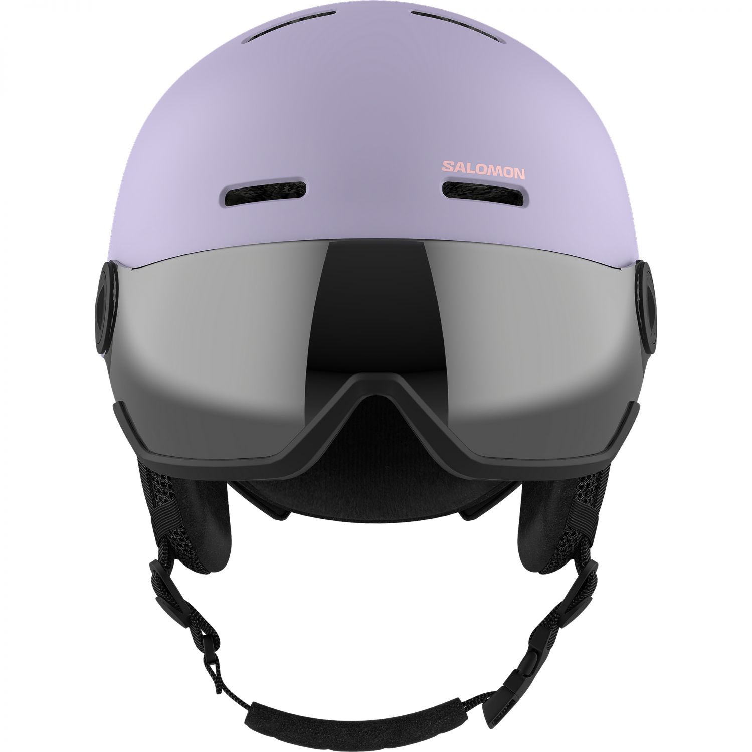 Salomon Orka Visor, kask narciarski z daszkiem, juniorski, fioletowy