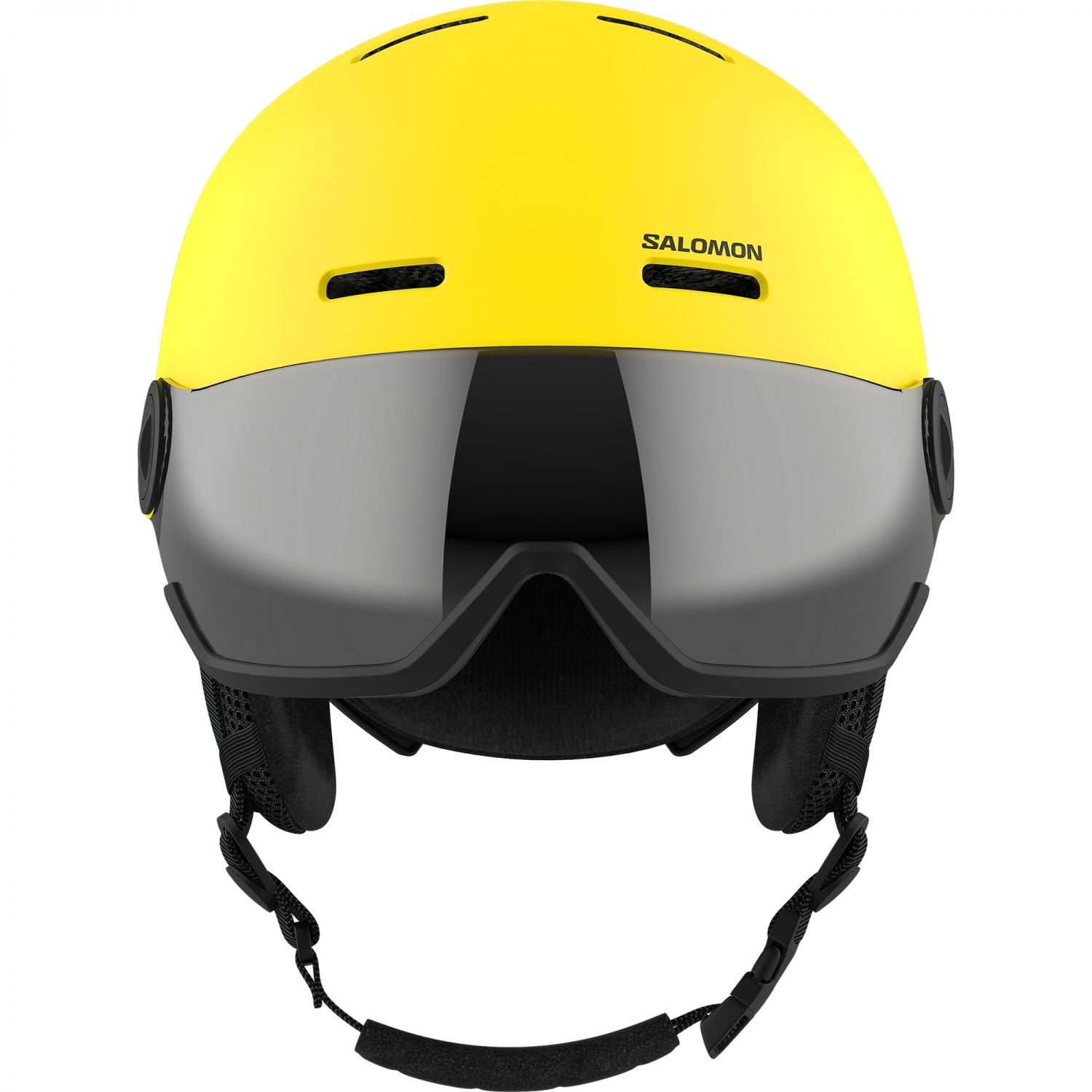 Salomon Orka Visor, kask narciarski z daszkiem, juniorski, żółty