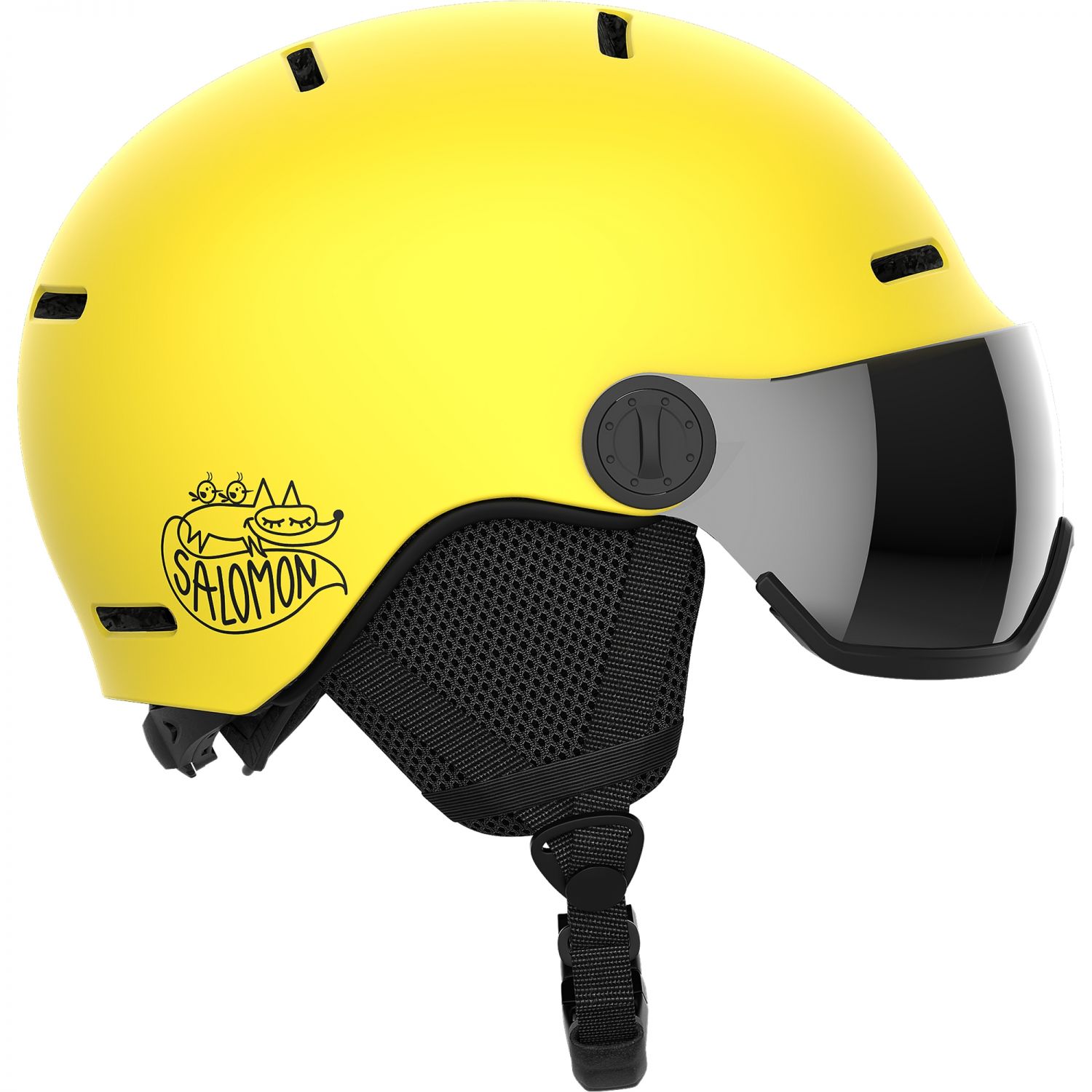 Salomon Orka Visor, lyžiarska prilba s kuklou, junior, žltá