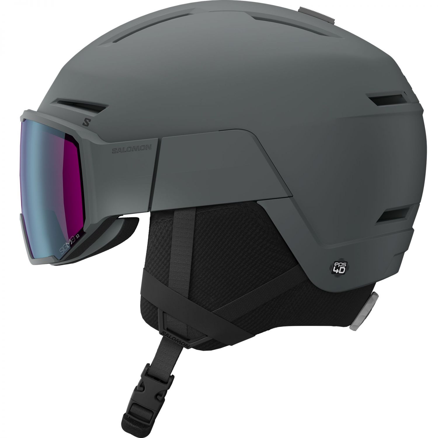 Salomon Osmo Simga, casco da sci con visiera, grigio