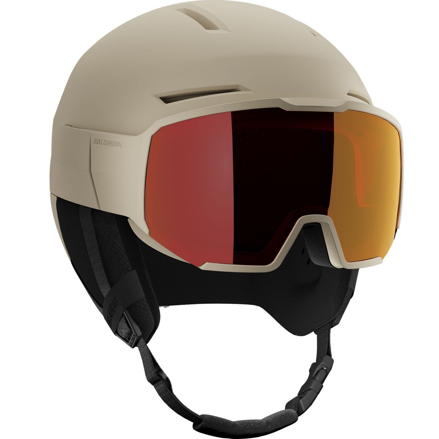 Salomon Osmo Simga, Skihelm mit Visier, beige