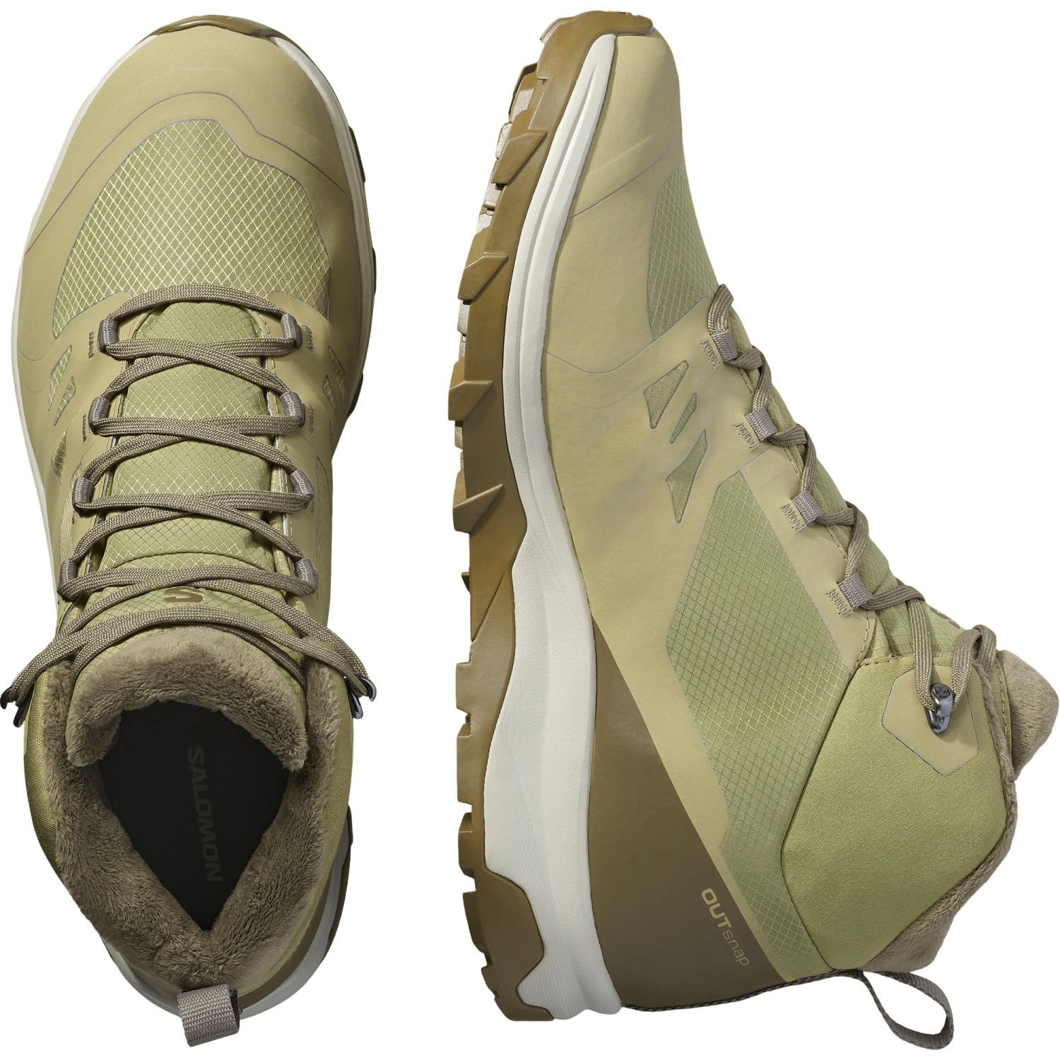 Salomon Outsnap WP, Vinterstøvler, Herre, Aloe/Stone Gray/Coyote Brown