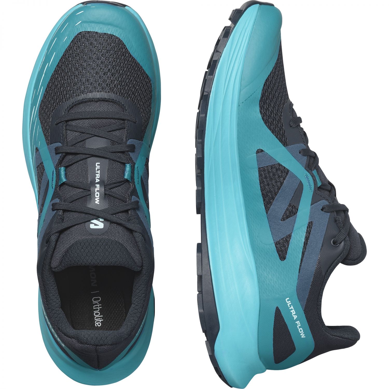 Salomon Ultra Flow, trail shoes, men, carbon/tahitian tide/deep dive