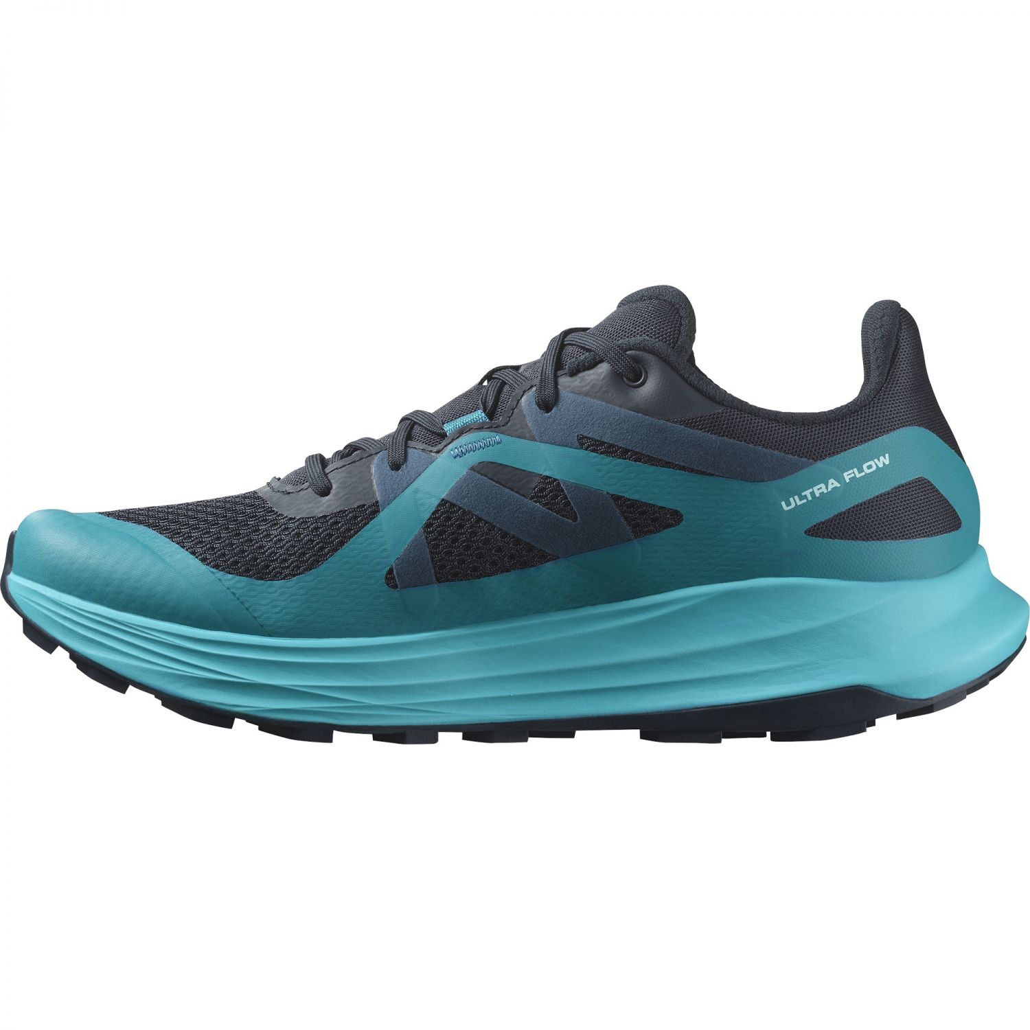 Salomon Ultra Flow, trail shoes, men, carbon/tahitian tide/deep dive