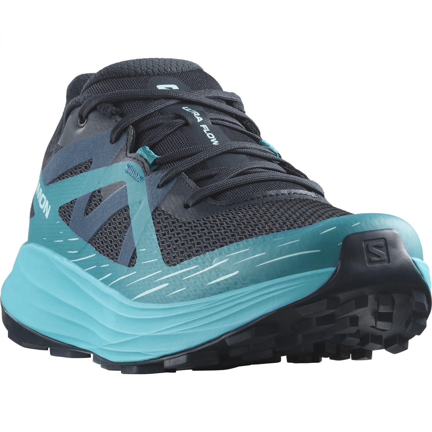 Salomon Ultra Flow, trail shoes, men, carbon/tahitian tide/deep dive