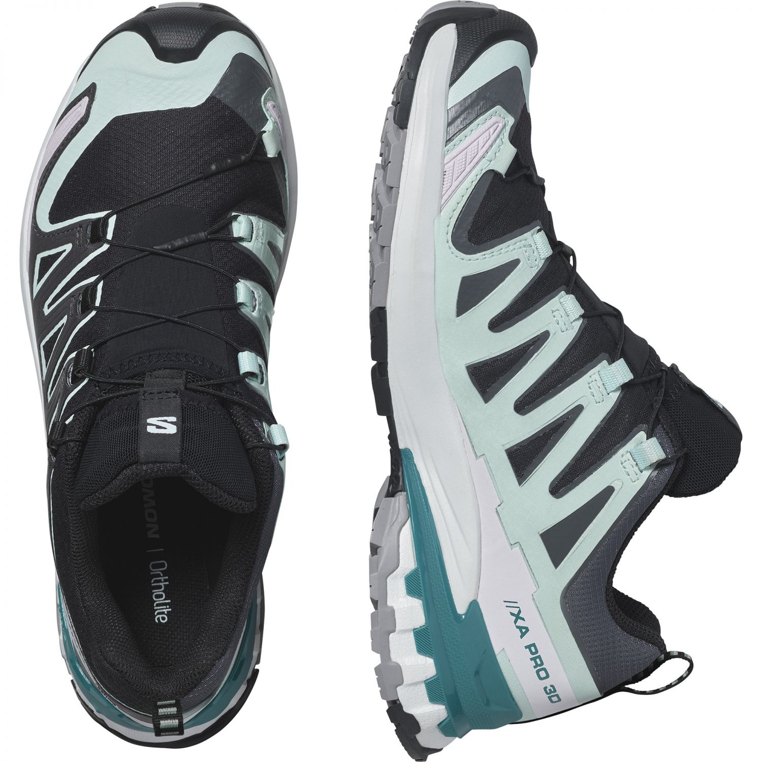 Salomon XA Pro 3D V9 GTX, trail shoes, women, black/bleack aqua/harbor blue