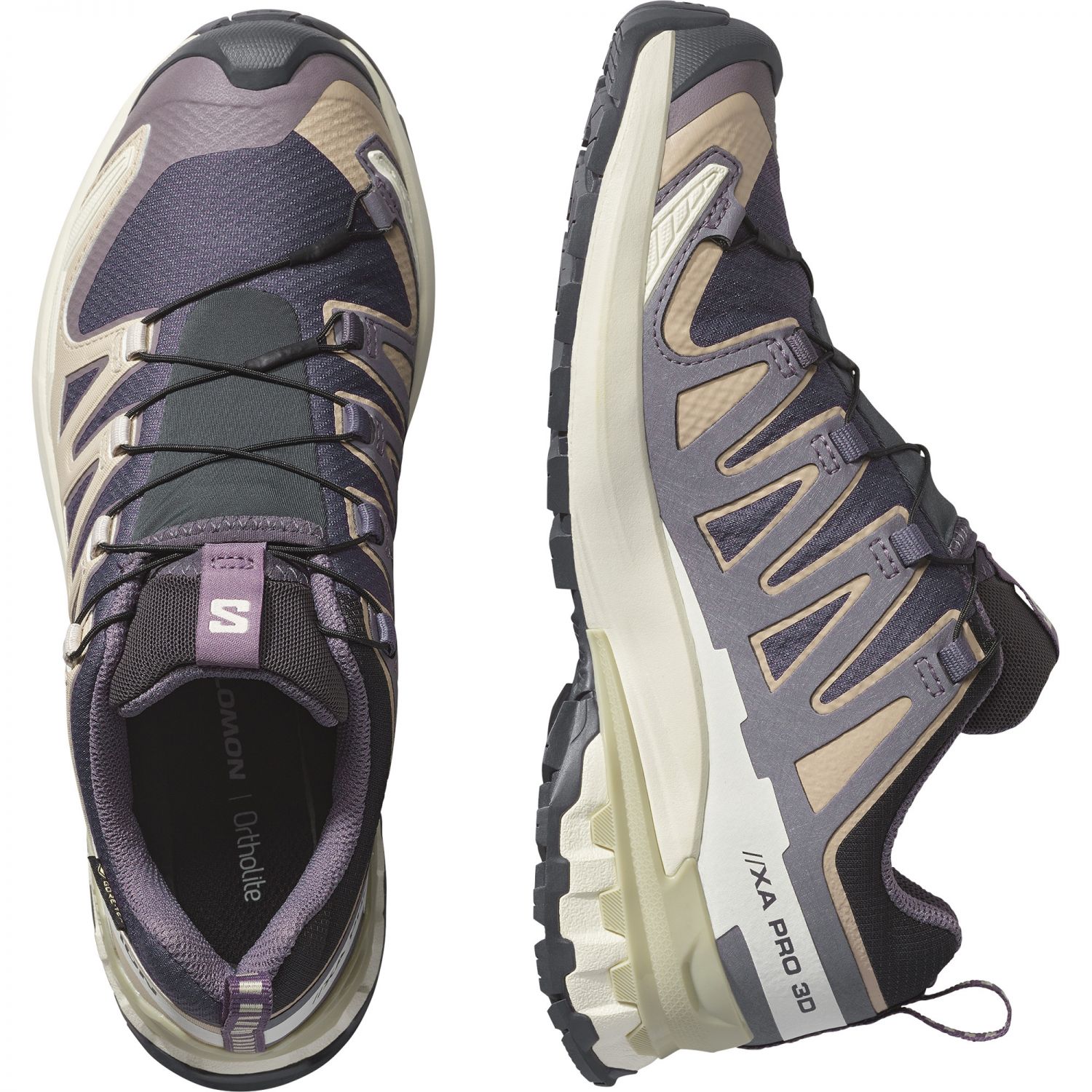 Salomon XA Pro 3D V9 GTX, trail shoes, women, nine iron/oxford tan/alfalfa