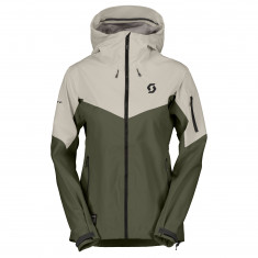 Scott Explorair 3L, chaqueta shell, mujer, blanco roto/verde oscuro