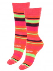Seger Racer, wool ski socks for kids, 2-pack, pink