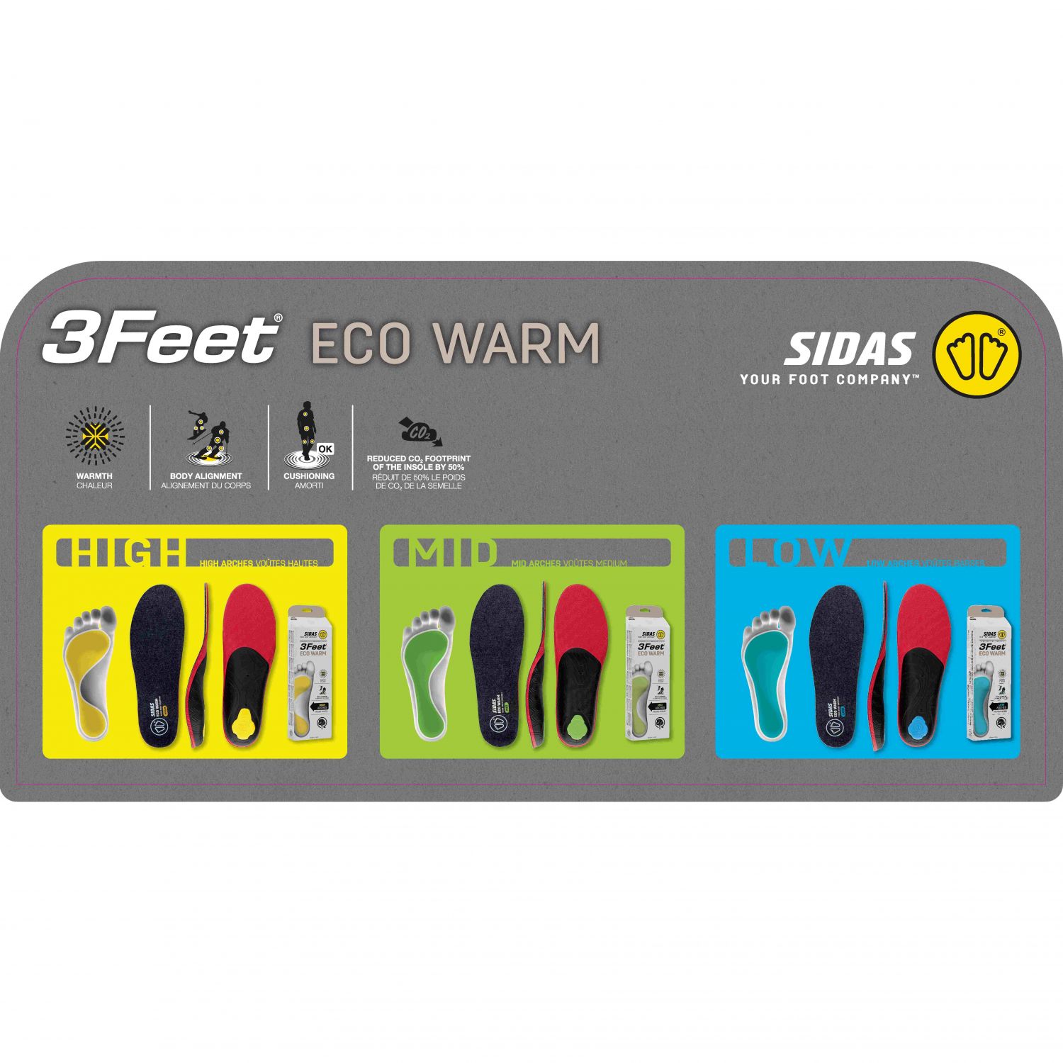 Sidas 3feet Eco Warm High, stielka, čierna/červená