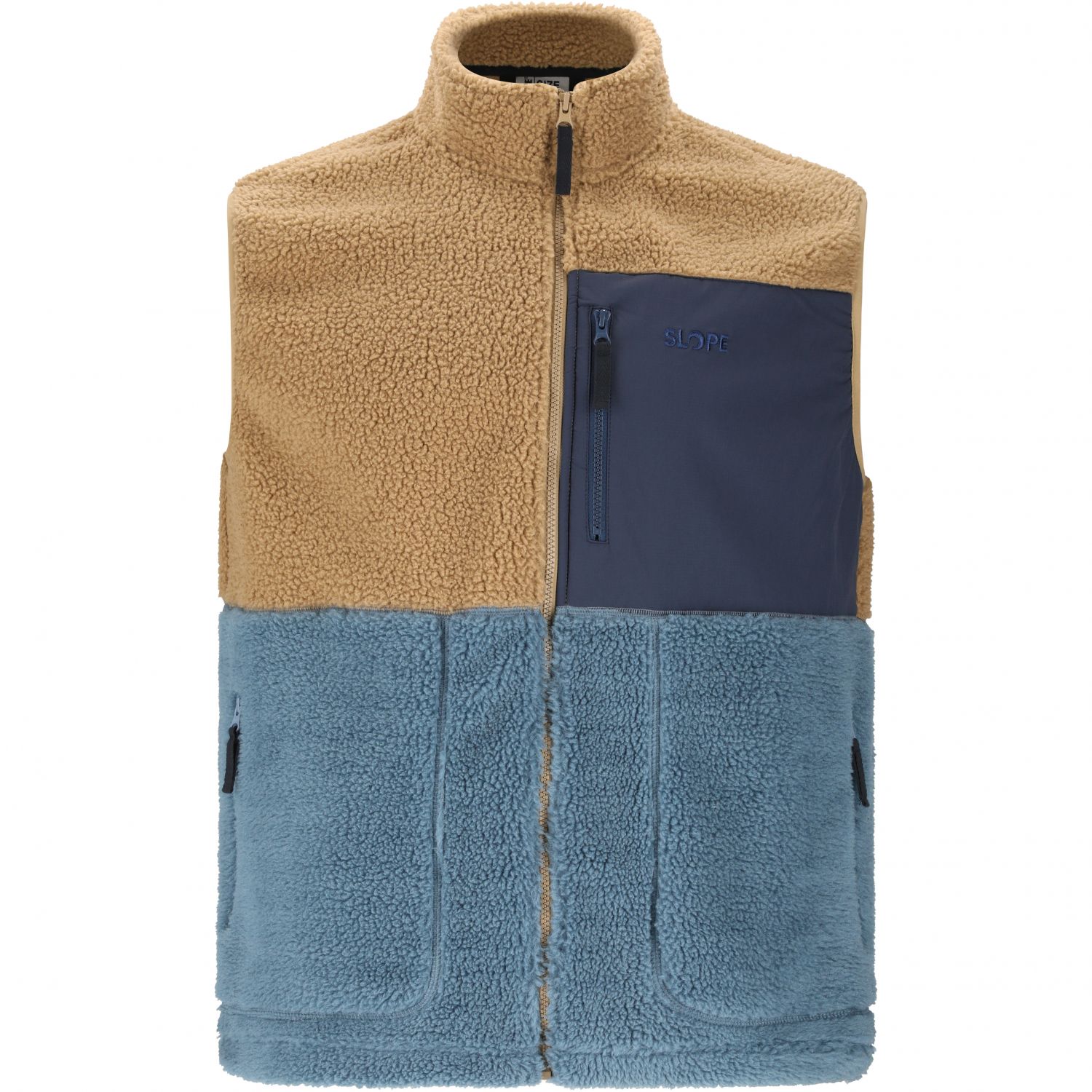 SLOPE Katau Teddy, colete de fleece, masculino, petrified oak