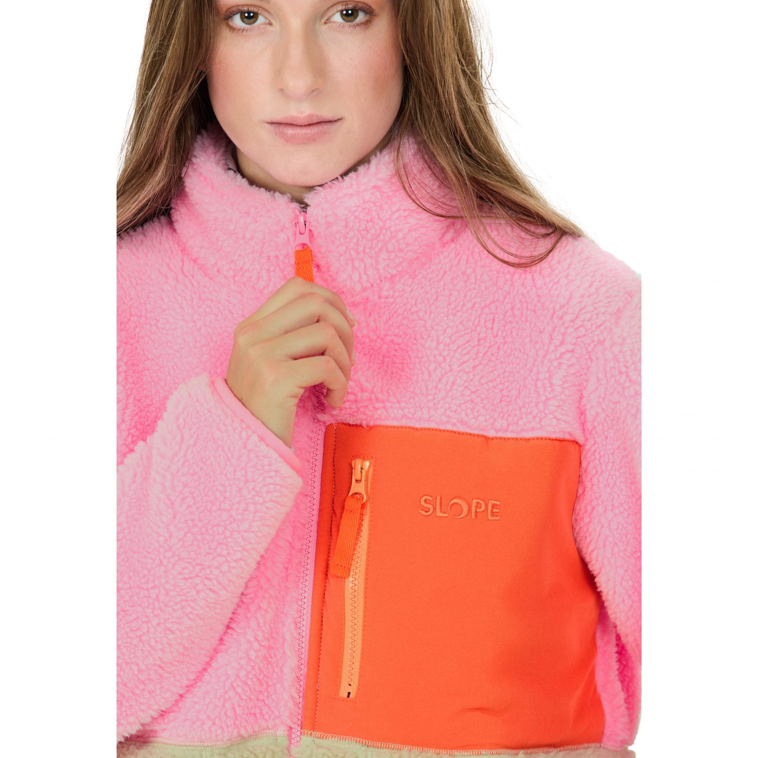 SLOPE Katau Teddy, dámska fleecová bunda, prism pink