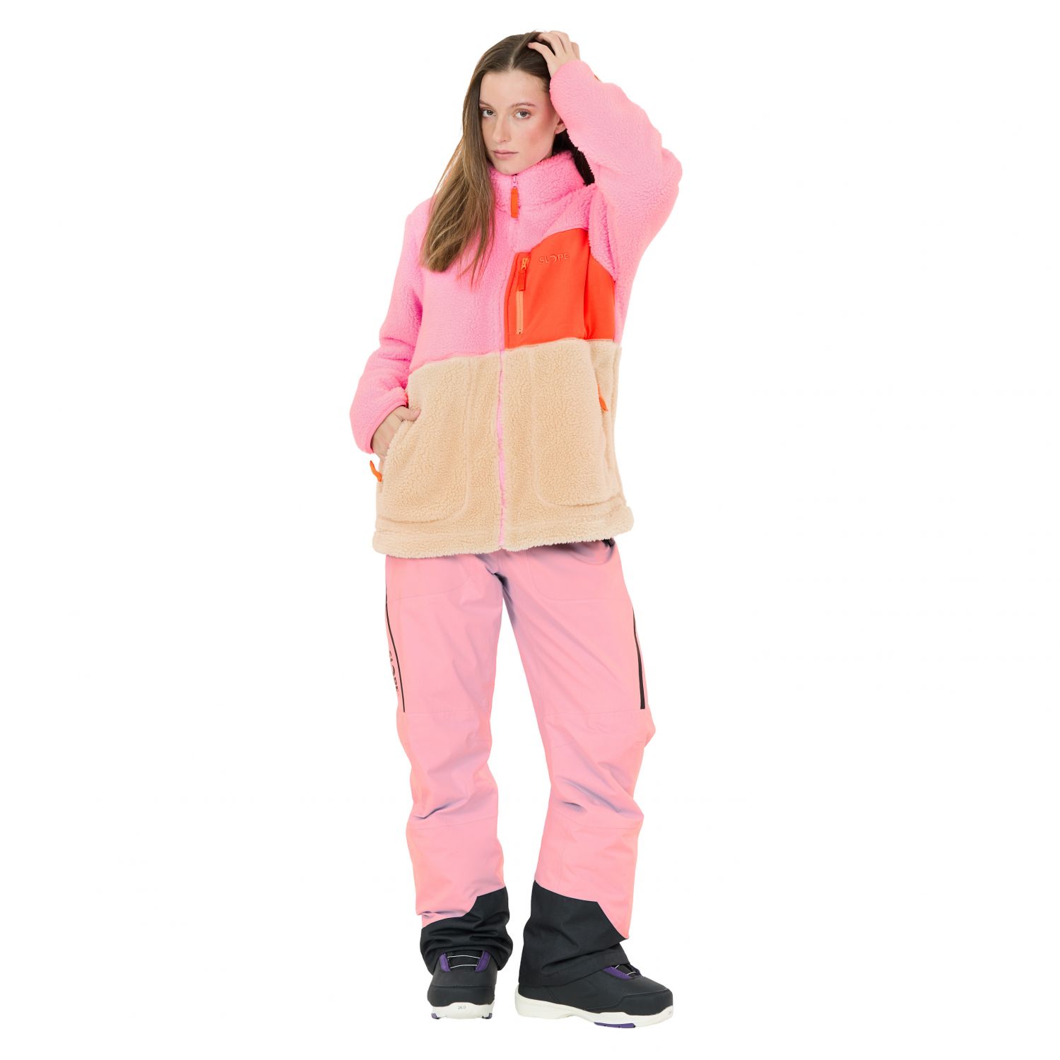 SLOPE Katau Teddy, dámska fleecová bunda, prism pink