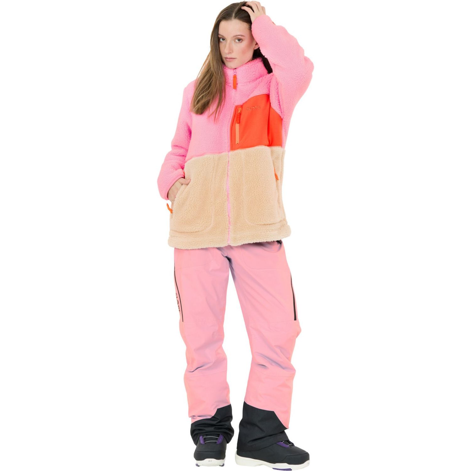 SLOPE Katau Teddy, Fleecejakke Dame, Prism Pink