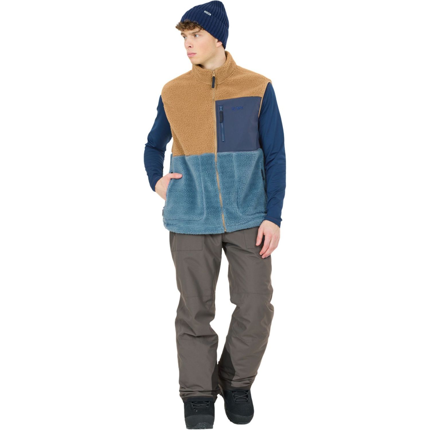 SLOPE Katau Teddy, fleecevest, herre, petrified oak