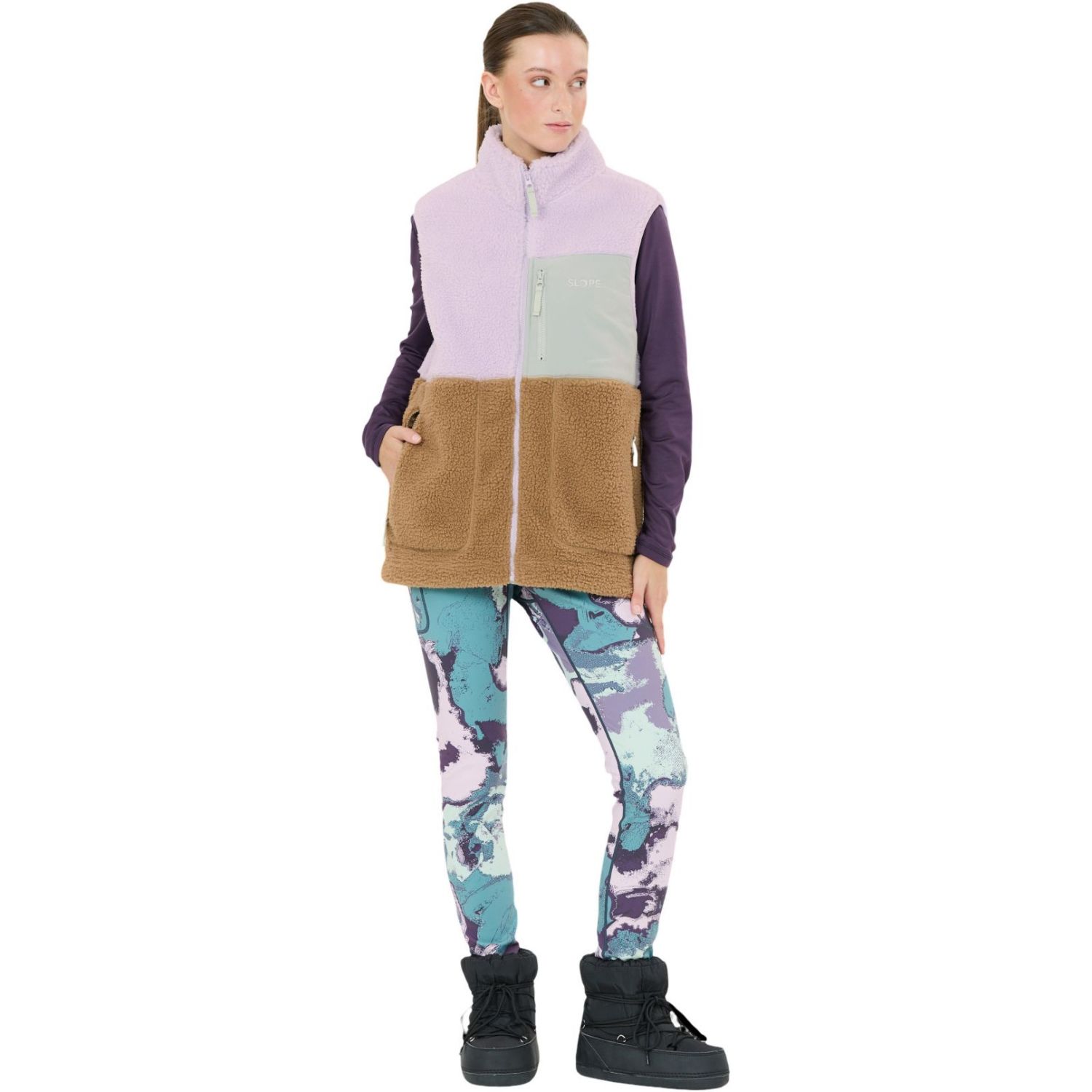 SLOPE Katau Teddy, gilet in pile, donna, orchid petal