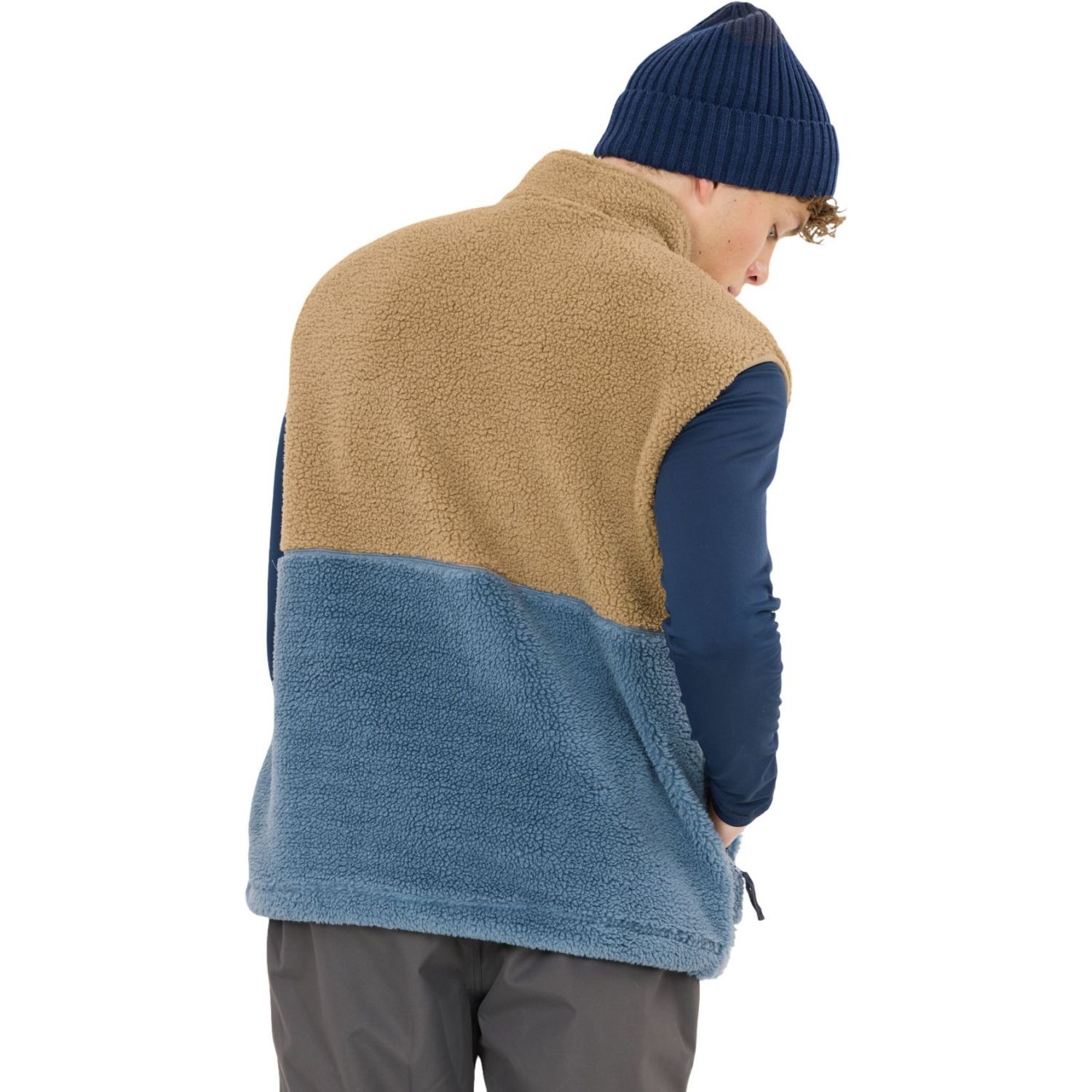 SLOPE Katau Teddy, vestă din fleece, bărbat, petrified oak