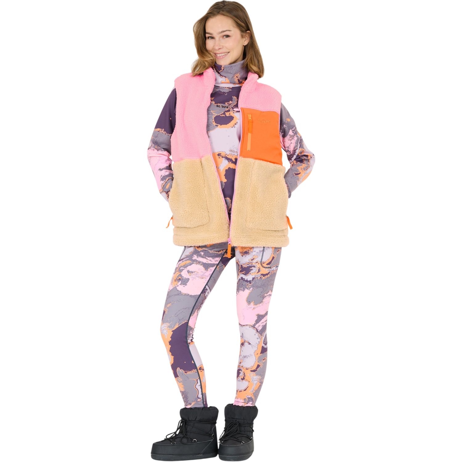 SLOPE Katau Teddy, veste polaire, femme, prism pink