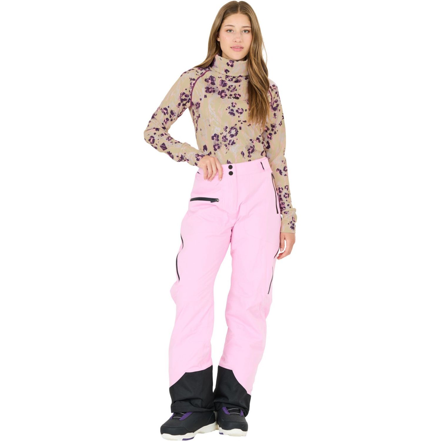 SLOPE Nyland AOP high neck mellomlag, Dame, Feather Gray