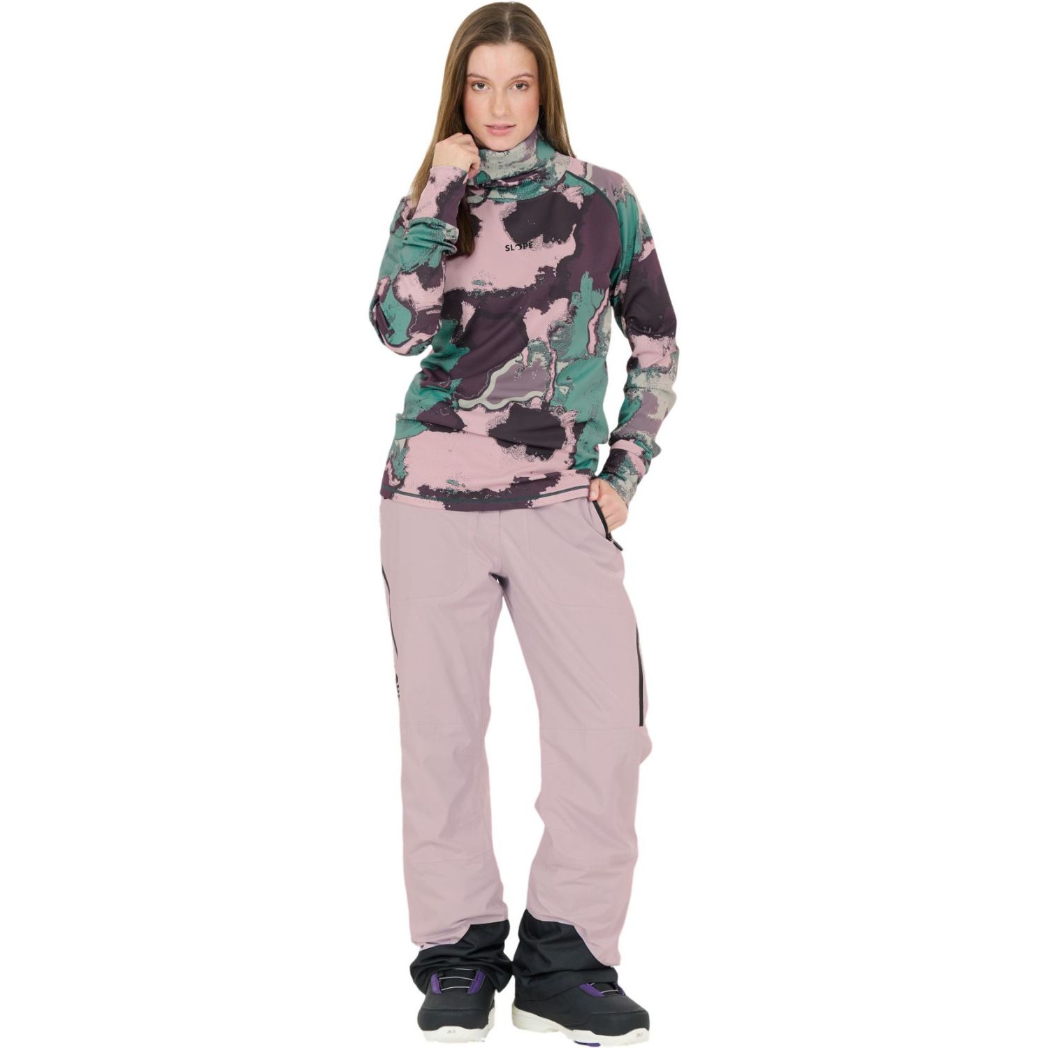 SLOPE Nyland AOP High Neck Midlayer, Damen, North Atlantic