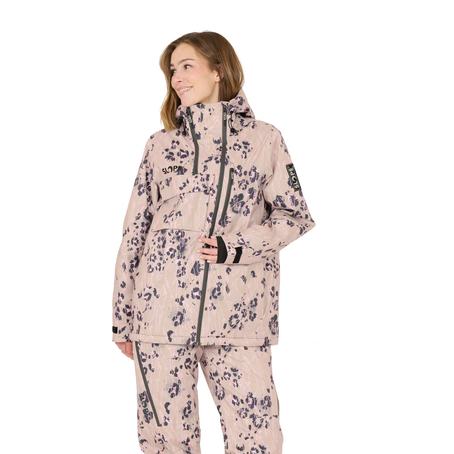SLOPE Zuko AOP, jaqueta de esqui, feminina, feather gray