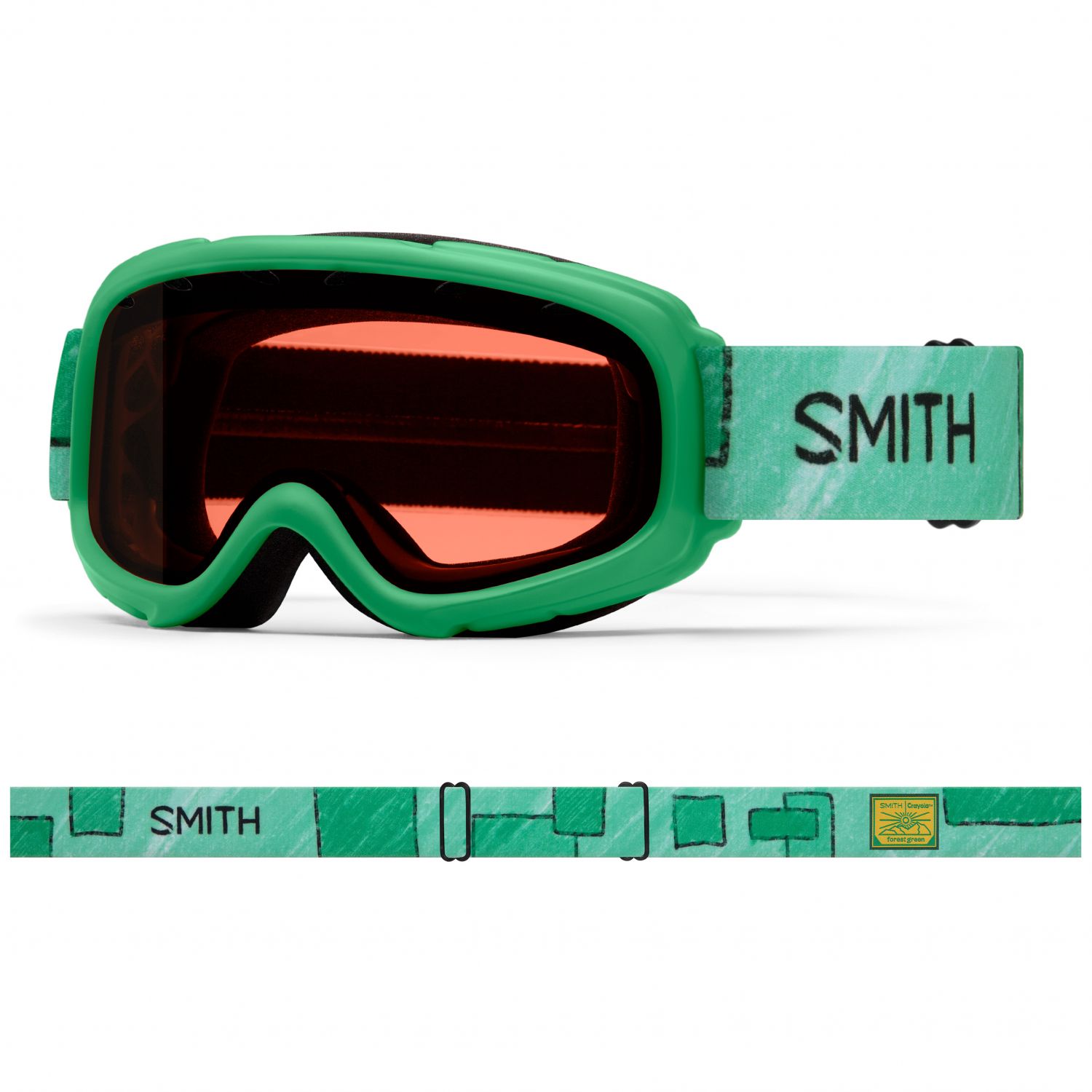 Smith Gambler, gogle narciarskie OTG, junior, crayola forest green x smith