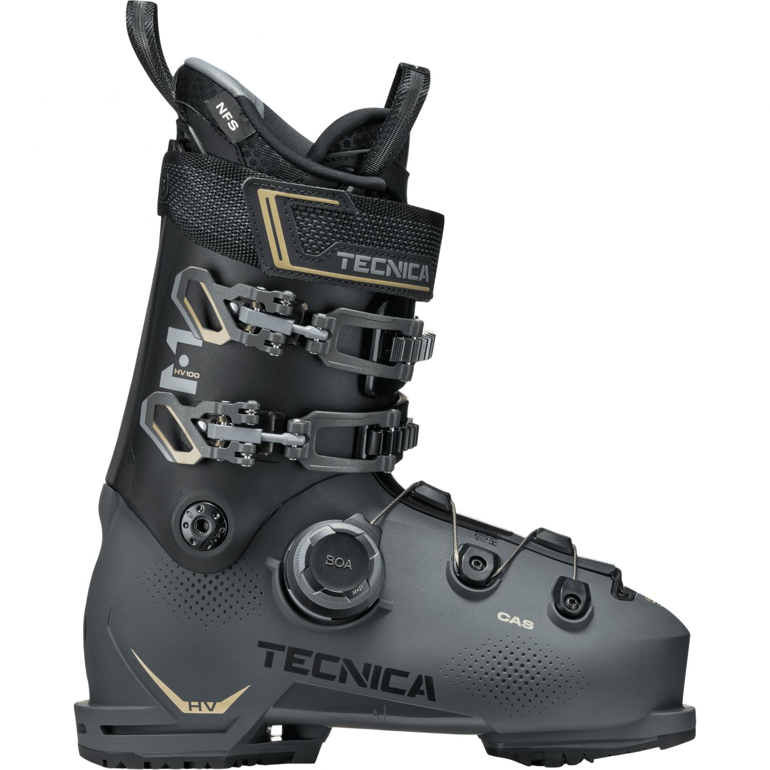 Tecnica Mach BOA HV 100 GW, botas de esqui, masculino, cinza escuro
