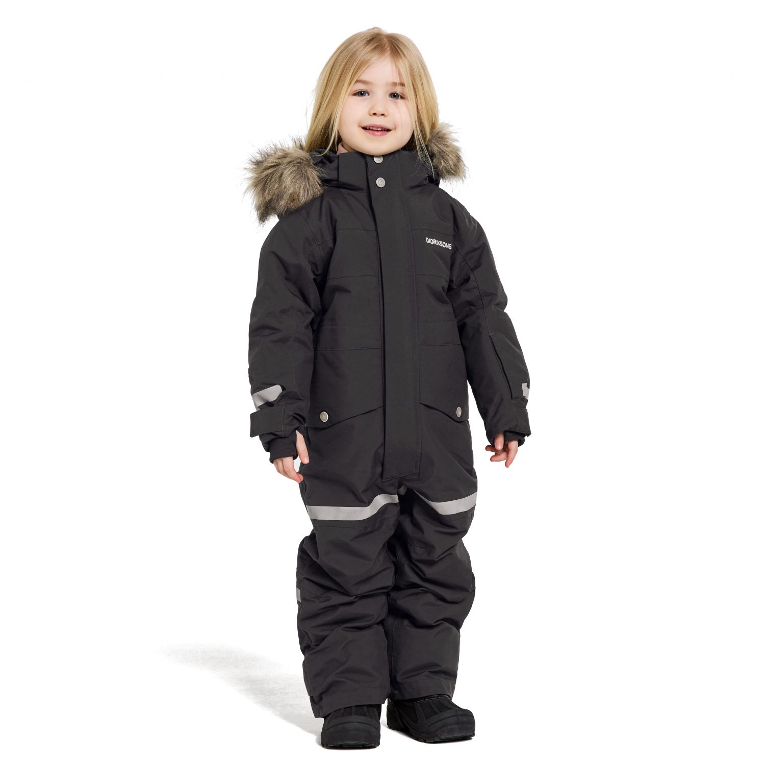 Traje de vuelo Didriksons Bjärven, junior, negro