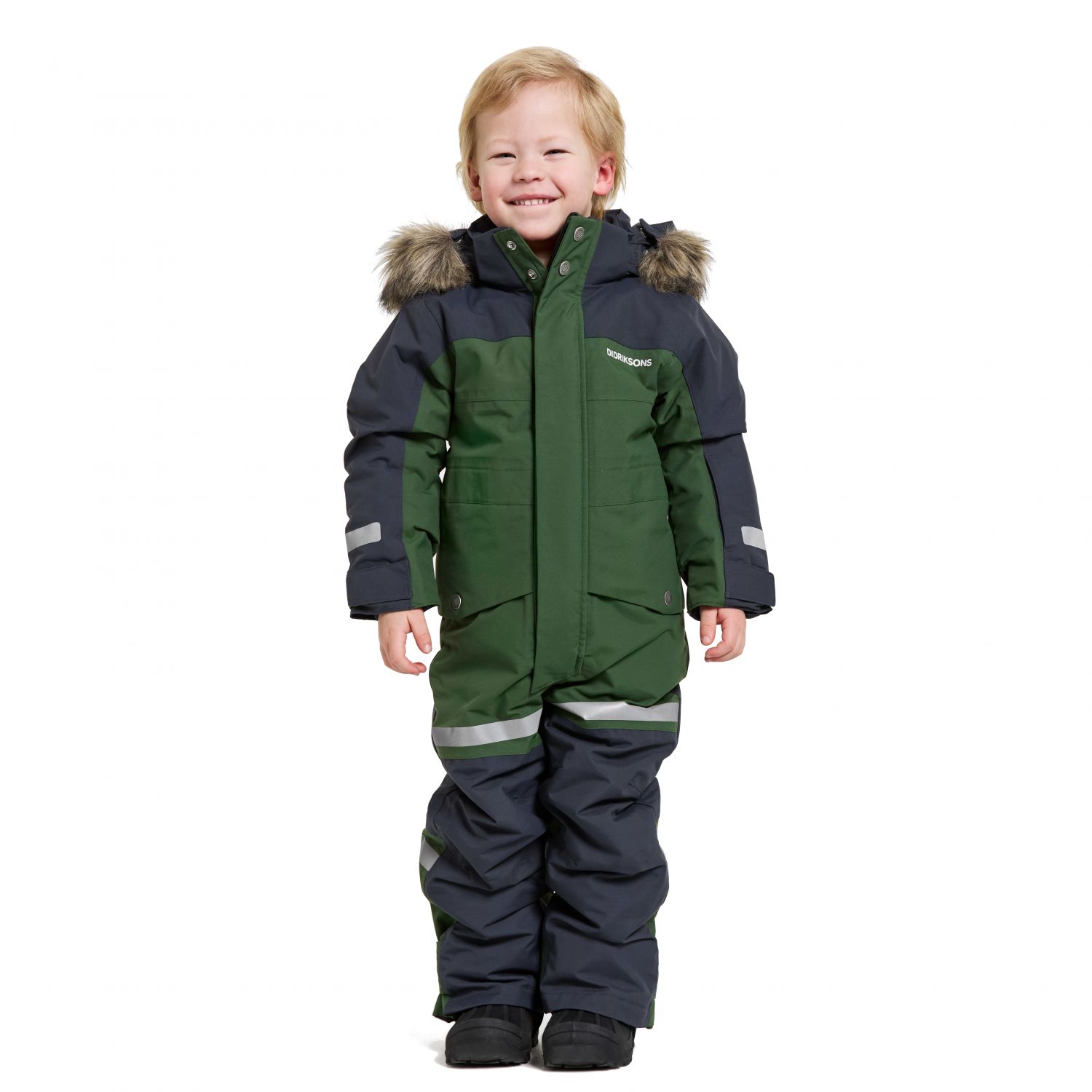 Traje de vuelo Didriksons Bjärven, junior, verde oscuro