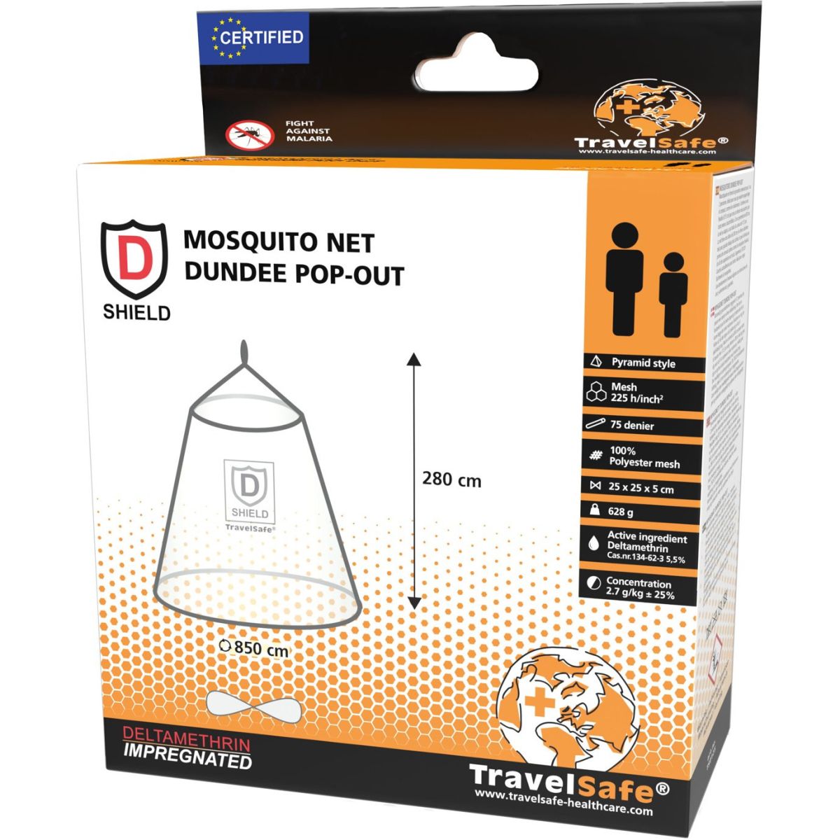 TravelSafe Pyramida Pop-Out Moskitiera, 1-2 os.