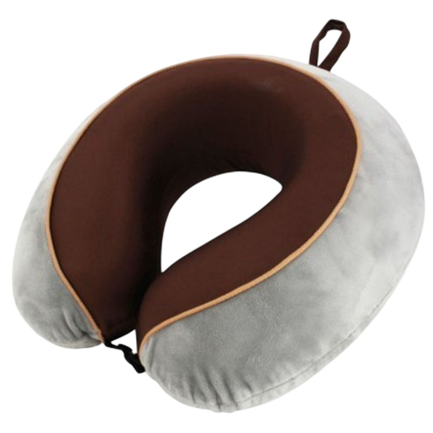 TravelSafe Travel Pillow with memory foam, gray/brown