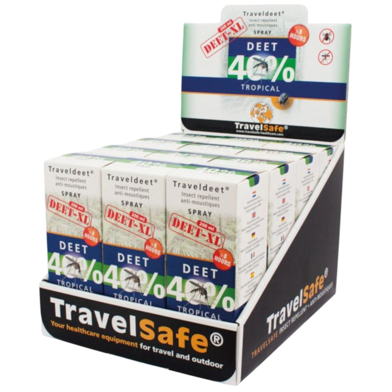 TravelSafe TravelDEET Spray pentru țânțari 40%, XL, 200 ml.