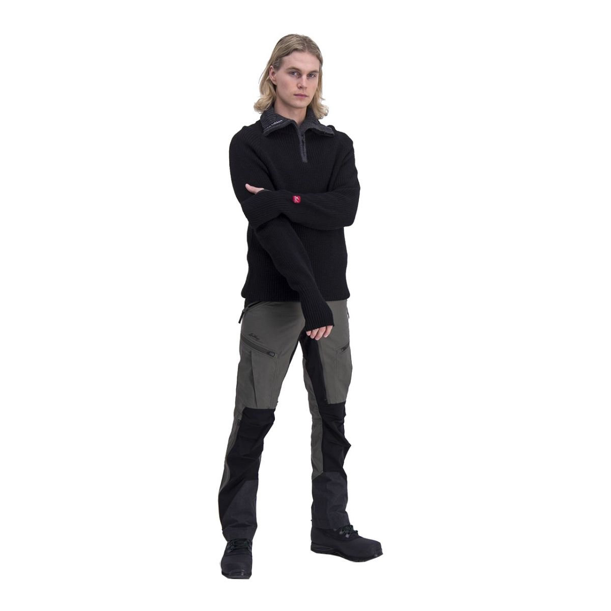 Ulvang Rav suéter com zíper, masculino, preto