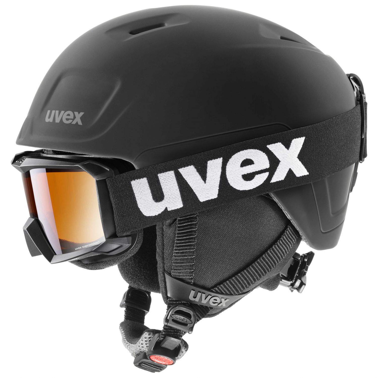 Uvex Heyya Pro Set, kask narciarski + gogle, junior, czarny