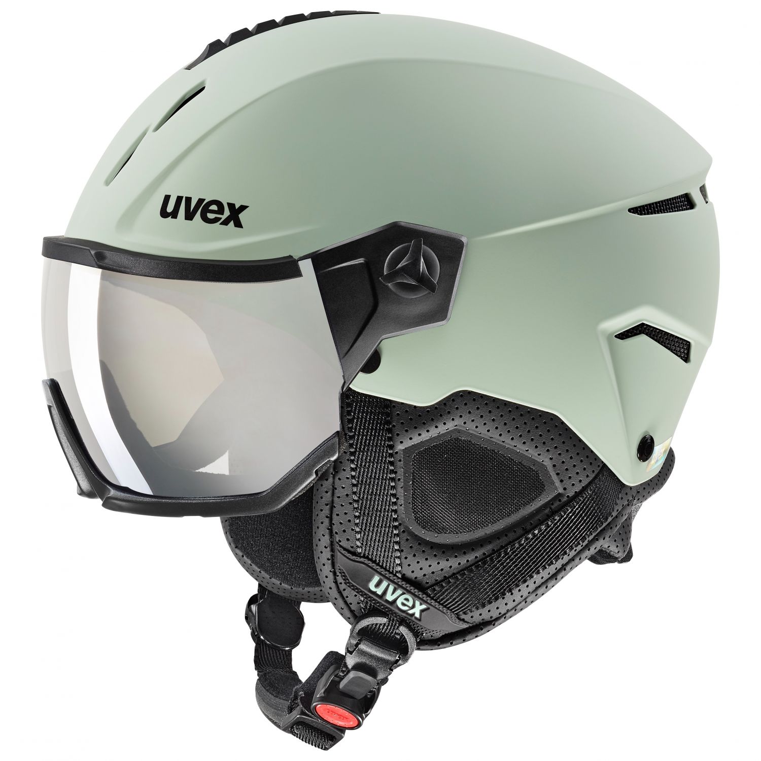 Uvex Instinct Visor, casco da sci con visiera, verde chiaro