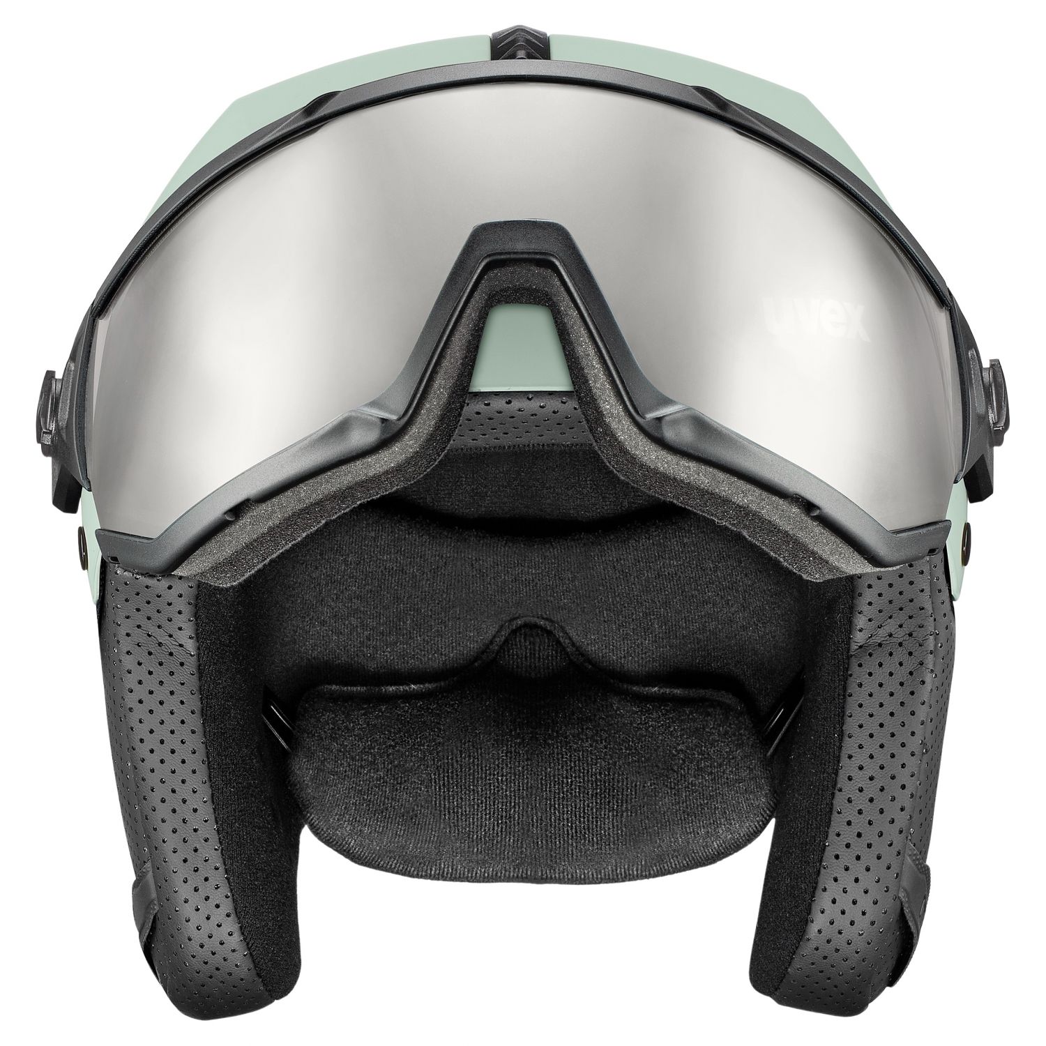 Uvex Instinct Visor, kask narciarski z przyłbicą, jasnozielony