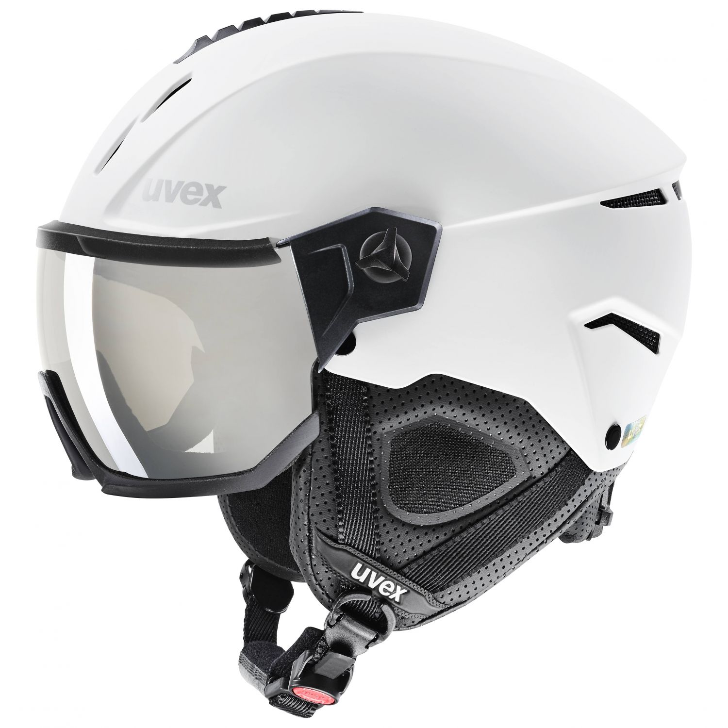 Uvex Instinct Visor, kask narciarski z wizjerem, biały