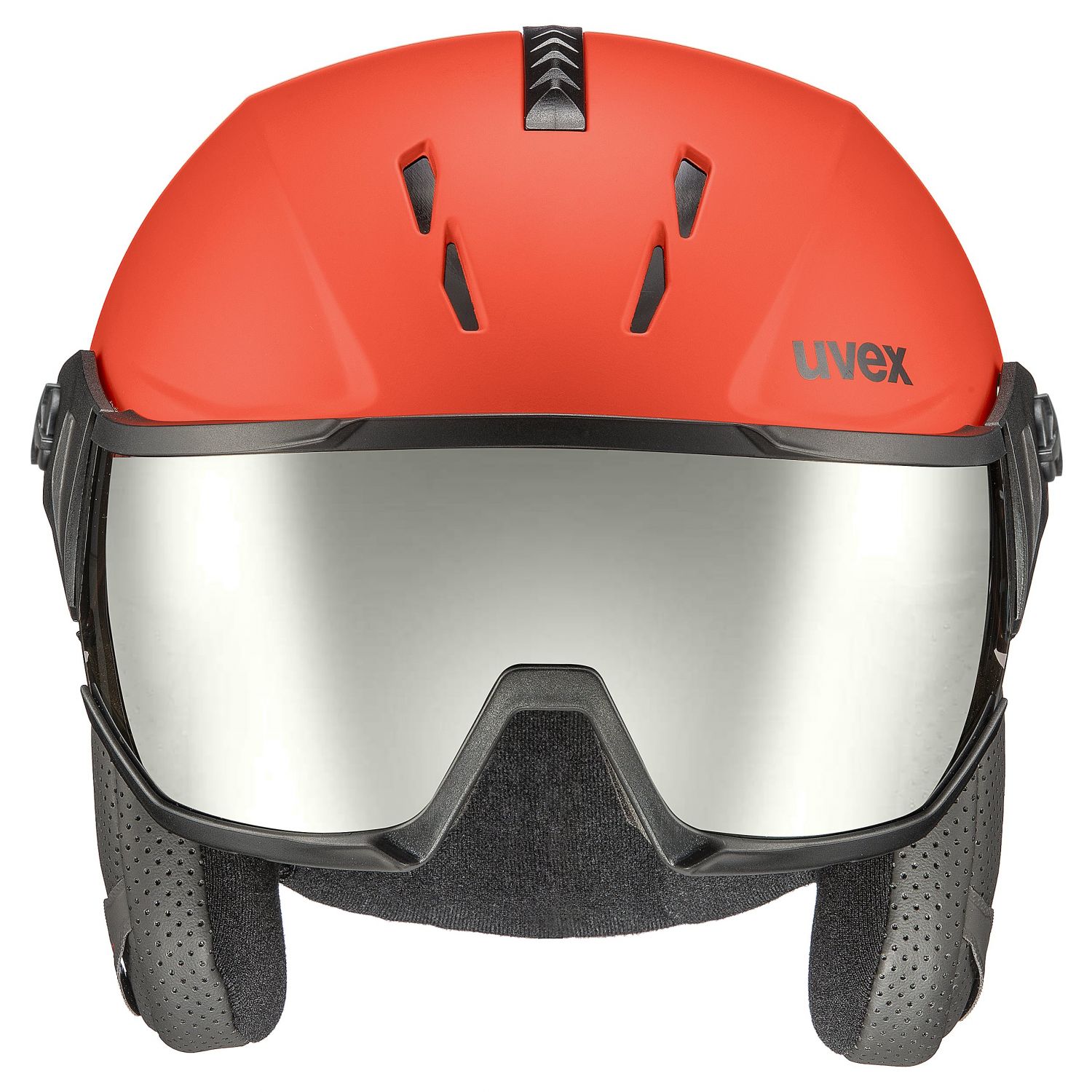 Uvex Instinct Visor, kask narciarski z wizjerem, czerwony/czarny