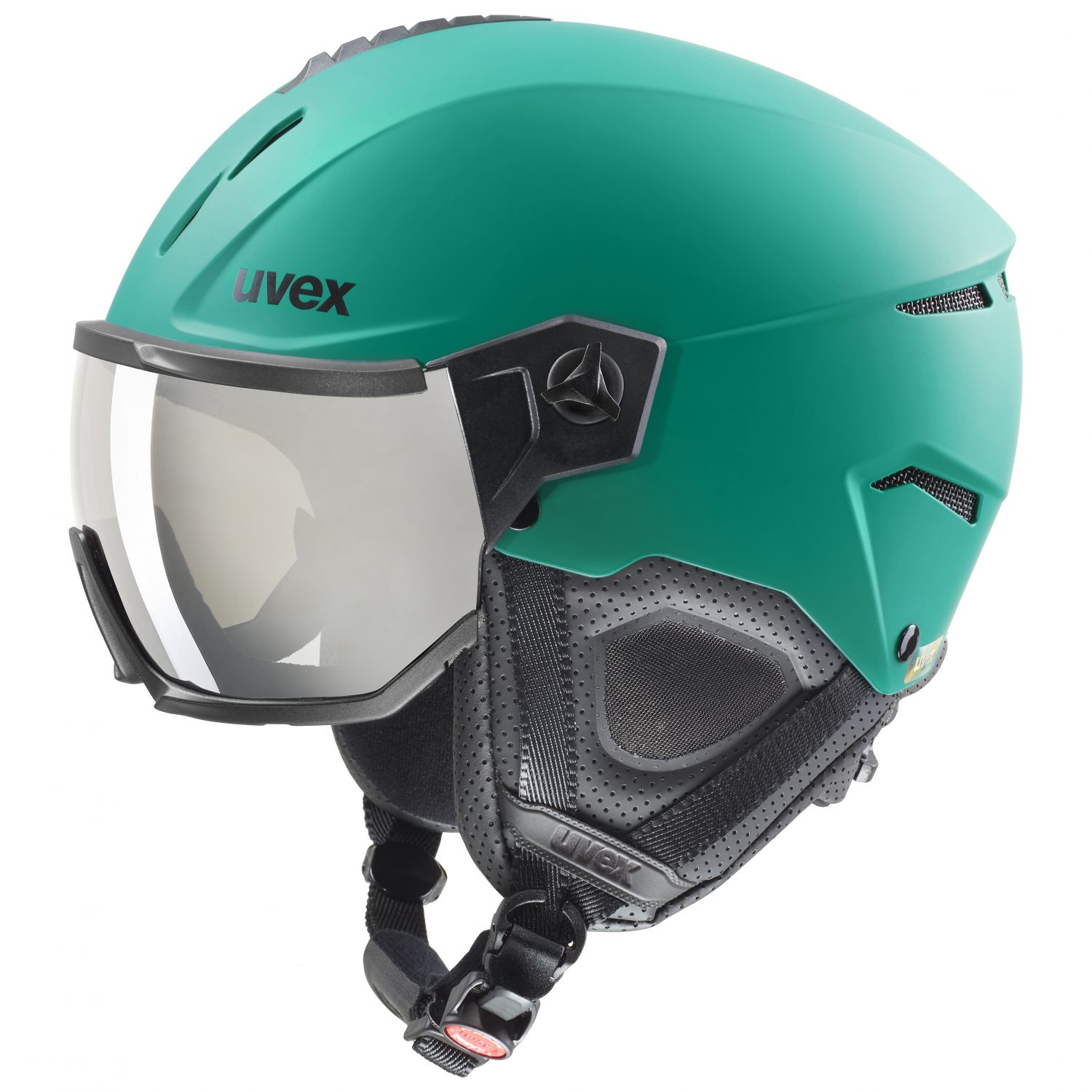 Uvex Instinct Visor, kask narciarski z wizjerem, turkusowy