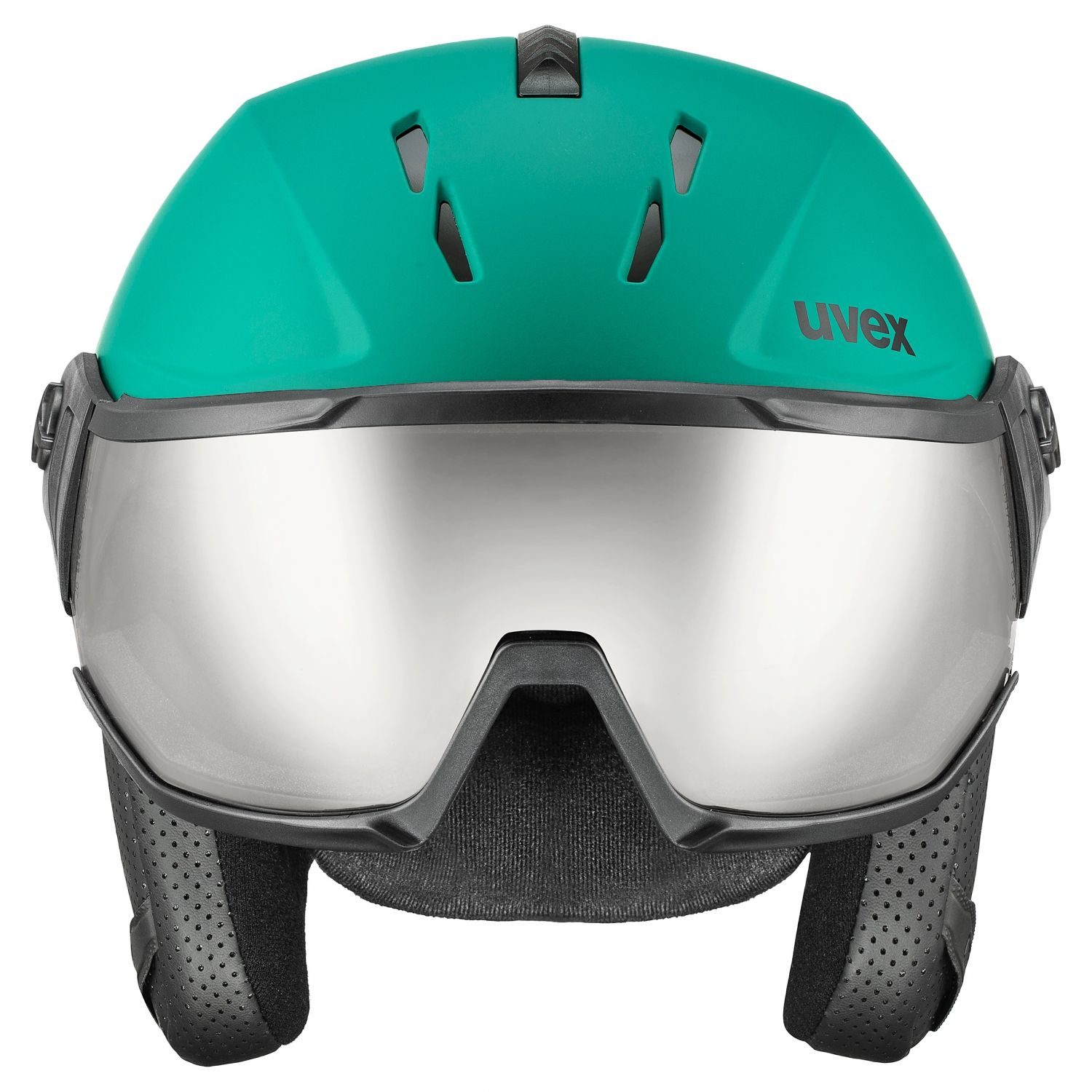 Uvex Instinct Visor, kask narciarski z wizjerem, turkusowy